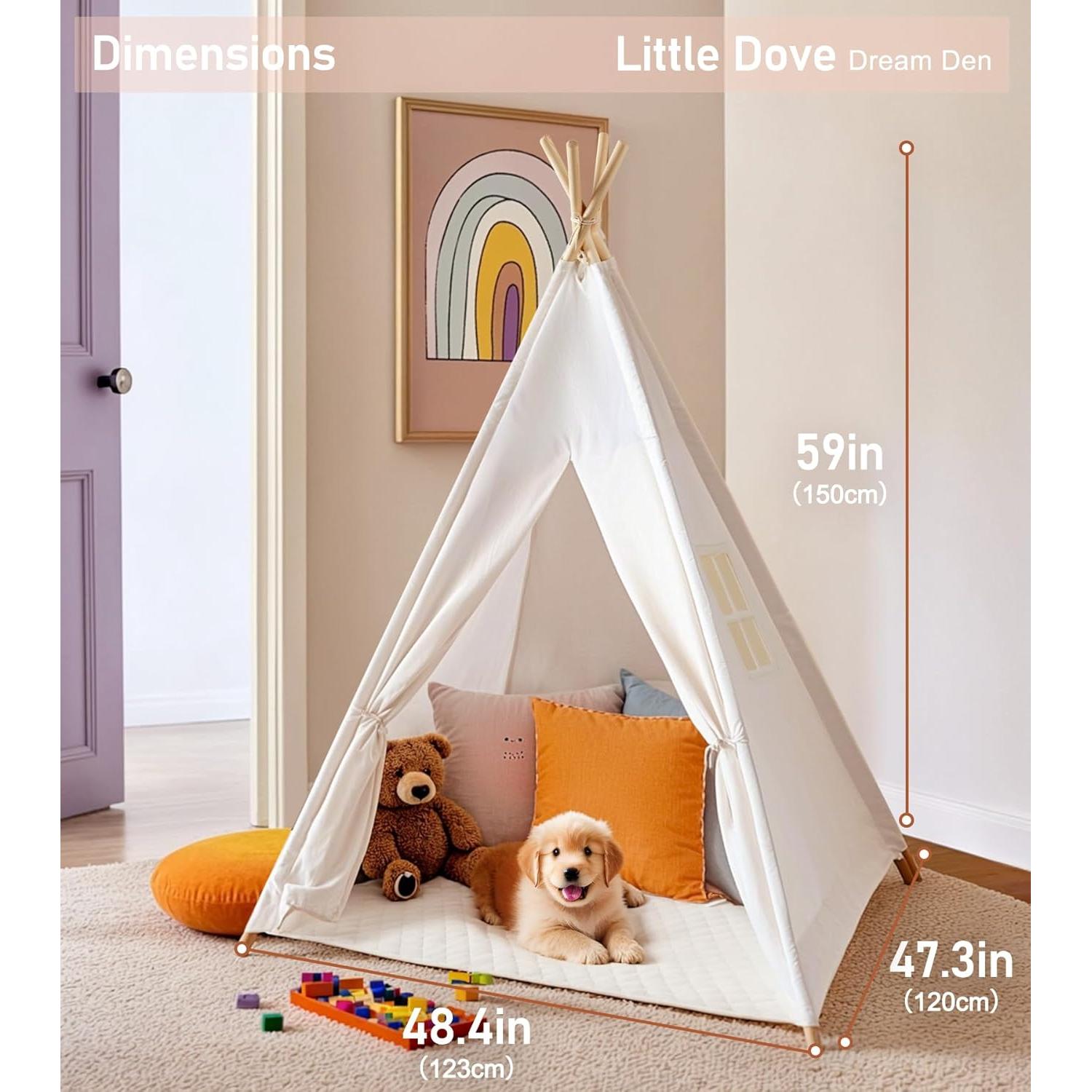 Tienda de Teepee Little Dove 4 Postes 110x150 cm Beige