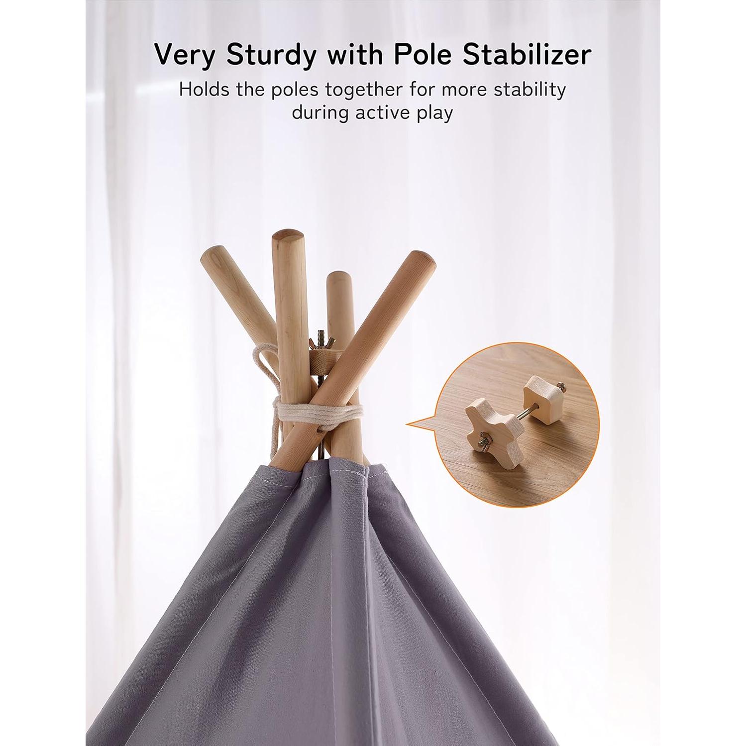 Tienda Teepee para Niños Besrey con Luz y Alfombra Algodón