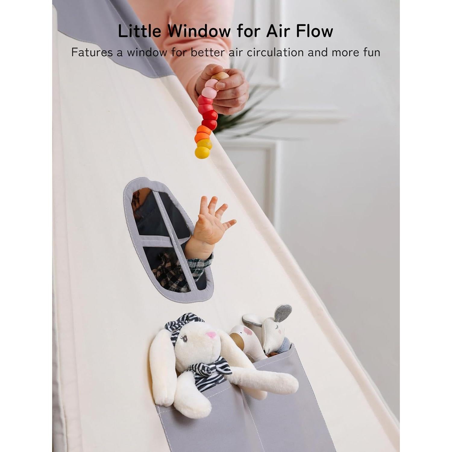 Tienda Teepee para Niños Besrey con Luz y Alfombra Algodón