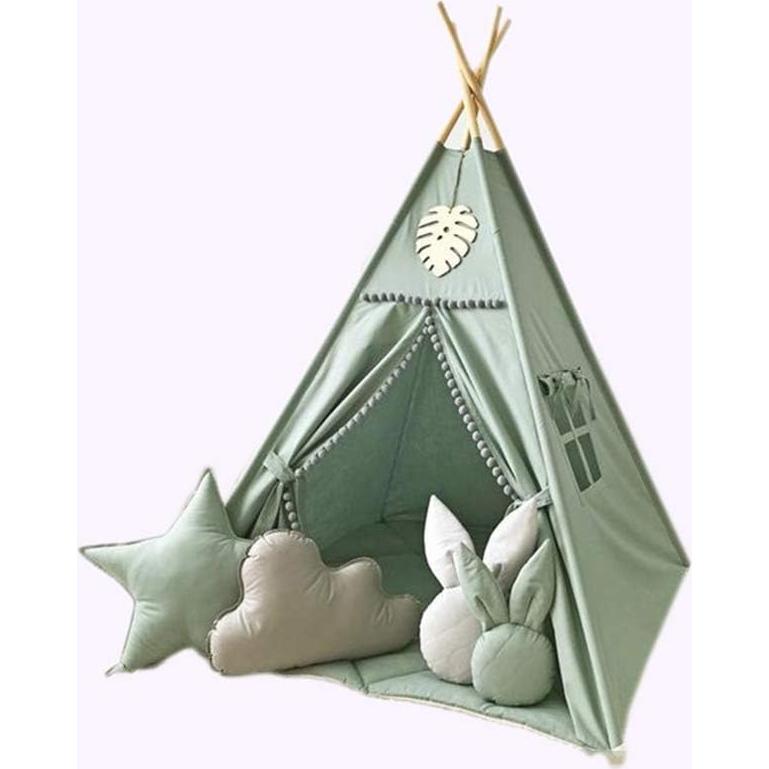 Tienda Teepee para Niños Verde - Casa de Juego Interior 120x150cm