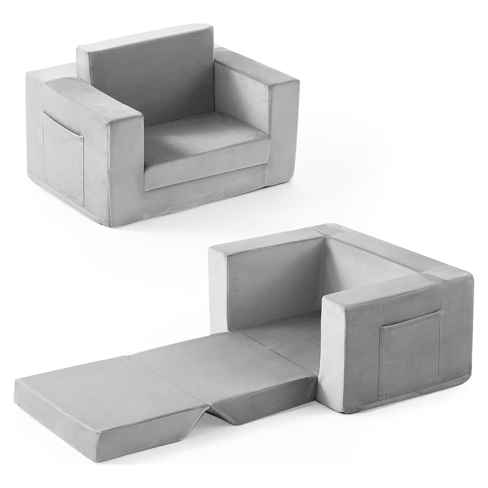 Sofá Convertible para Niños Zorvoxz Gris 2-en-1