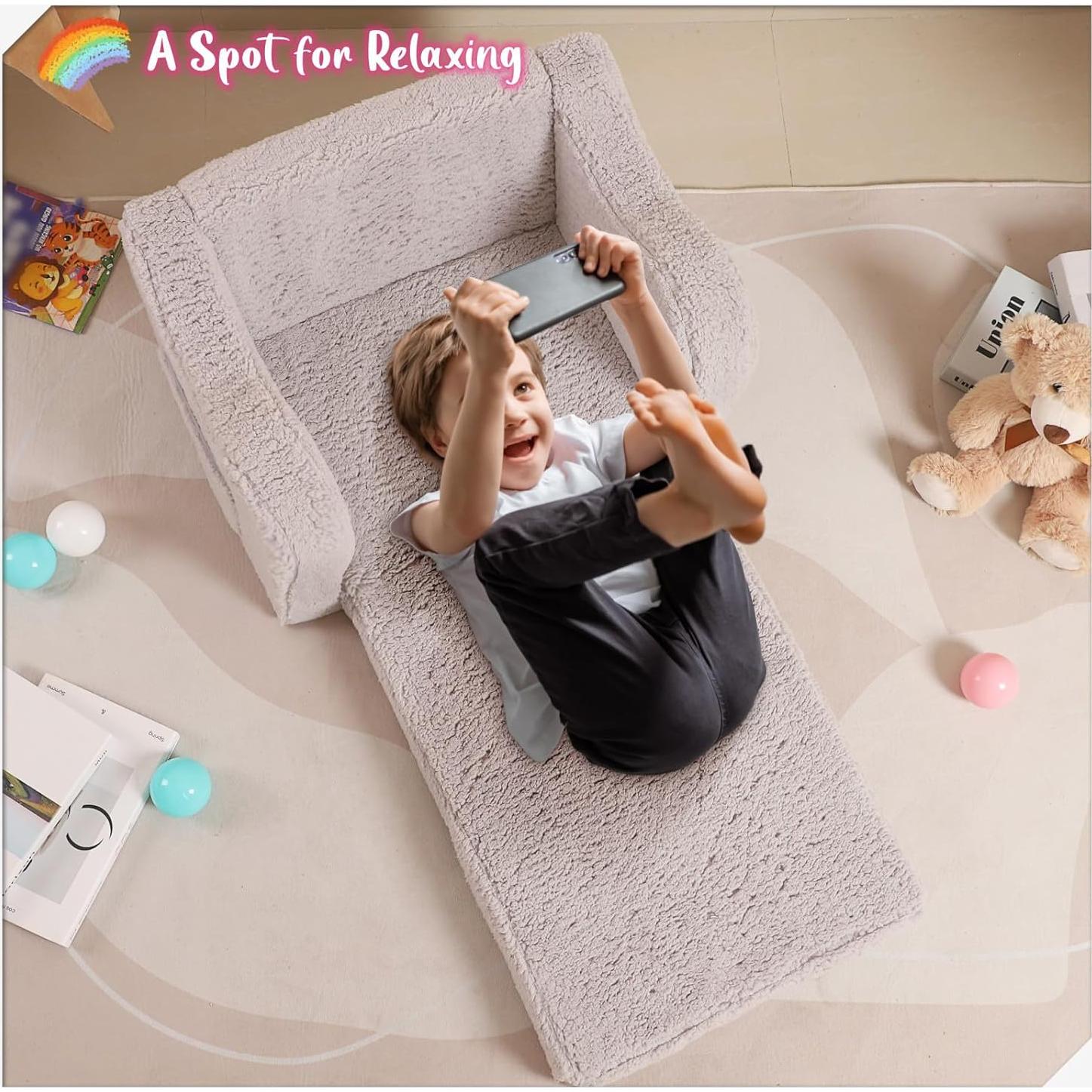 Sofá Plegable para Niños MOMCAYWEX 2-en-1 Gris
