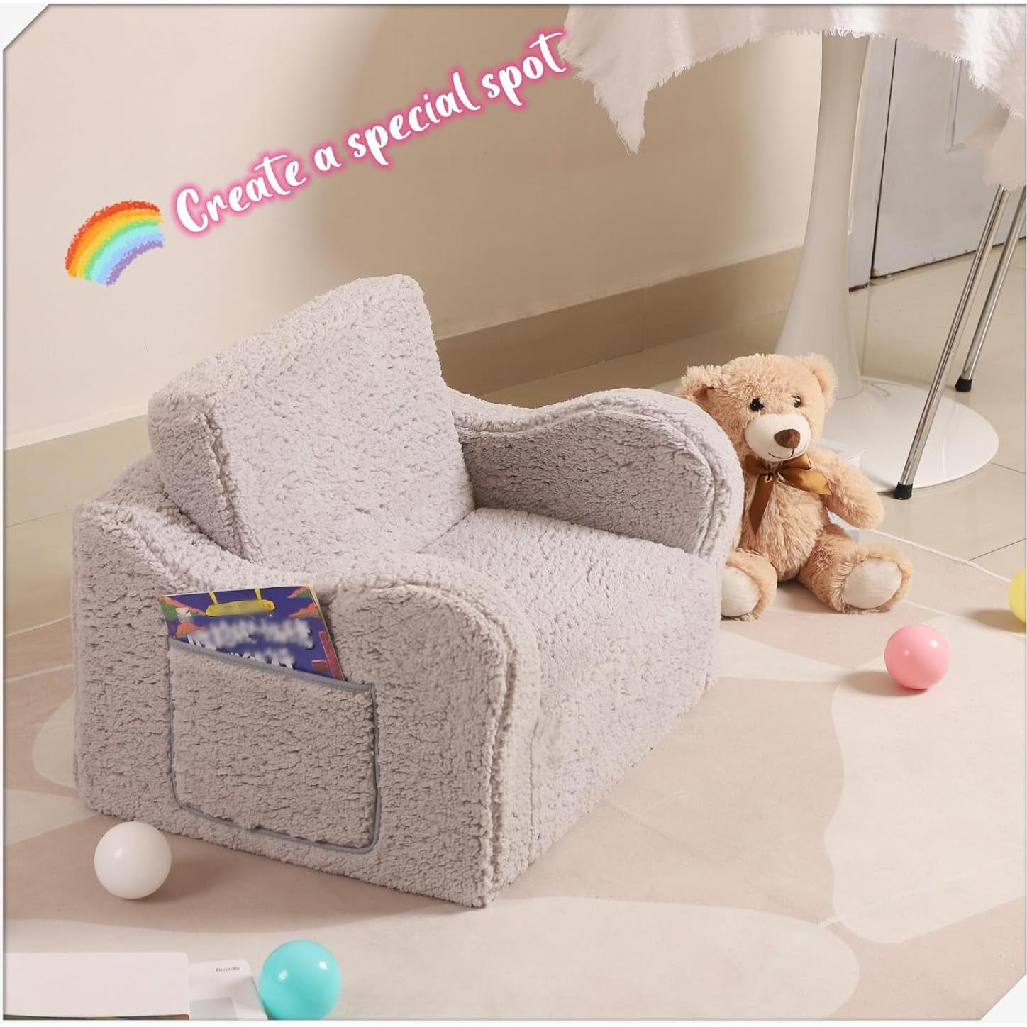 Sofá Plegable para Niños MOMCAYWEX 2-en-1 Gris