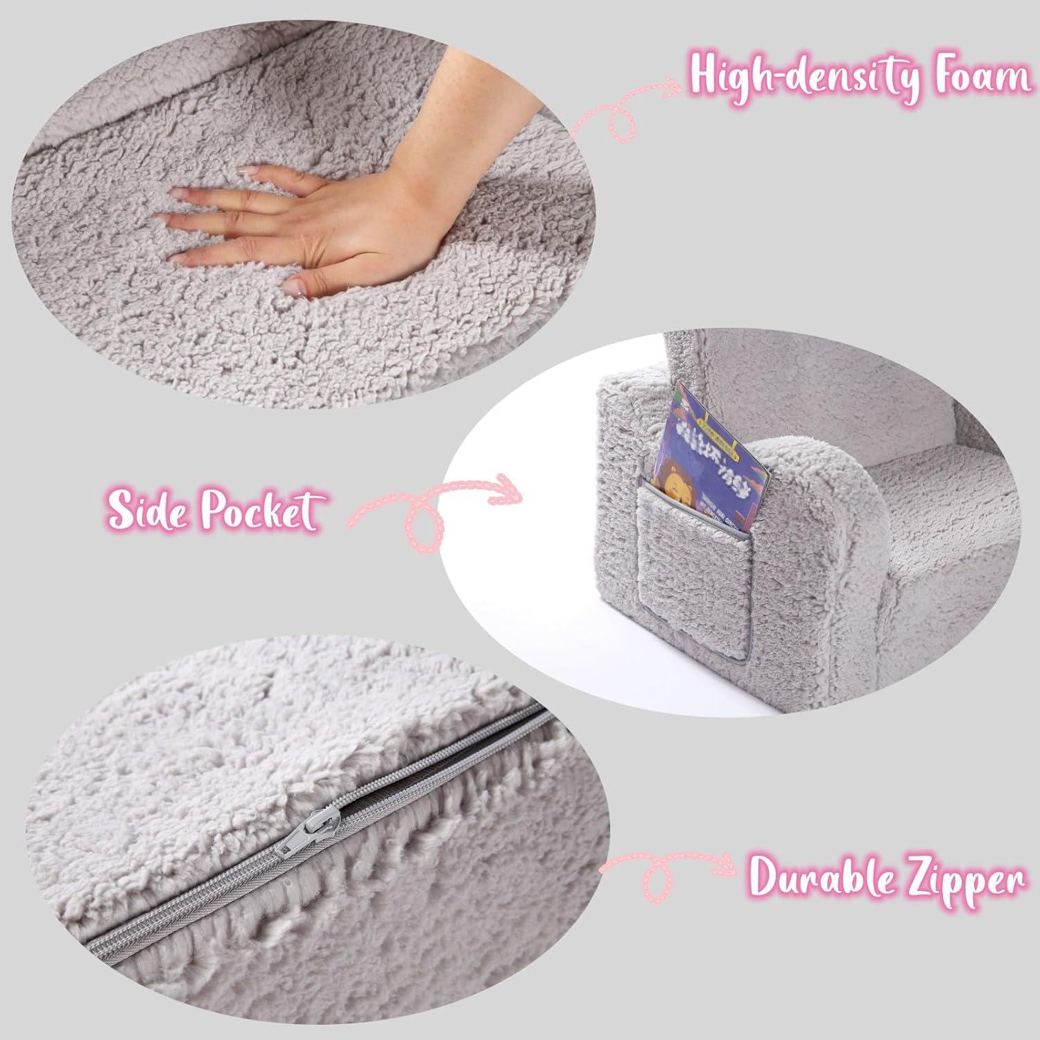 Sofá Plegable para Niños MOMCAYWEX 2-en-1 Gris