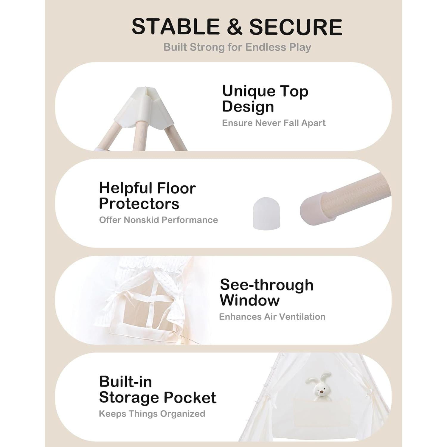 Tienda Tipi para Niños Heypappy con Colchón Inflable y Luces