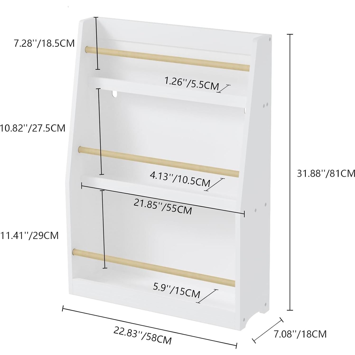 Estantería de Libros para Niños Genérico 3 Niveles Blanca