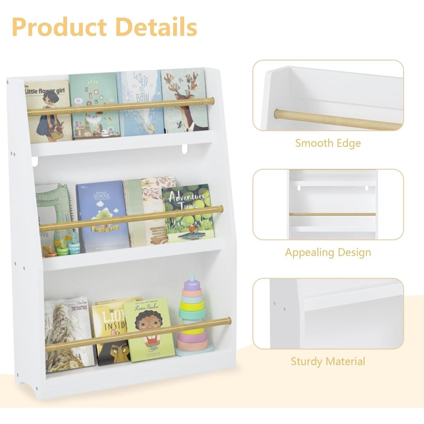 Estantería de Libros para Niños Genérico 3 Niveles Blanca