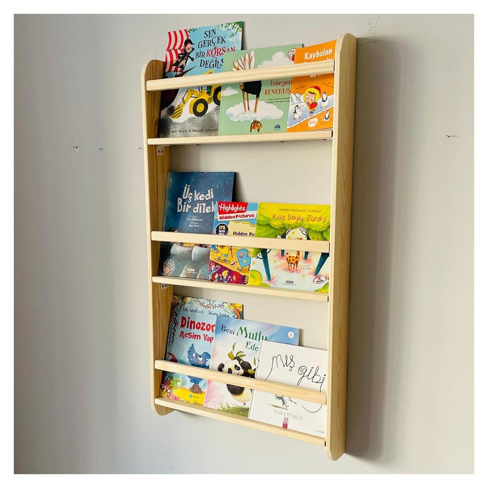 Estantería Montessori de Madera Natural Hecha a Mano 3 Niveles