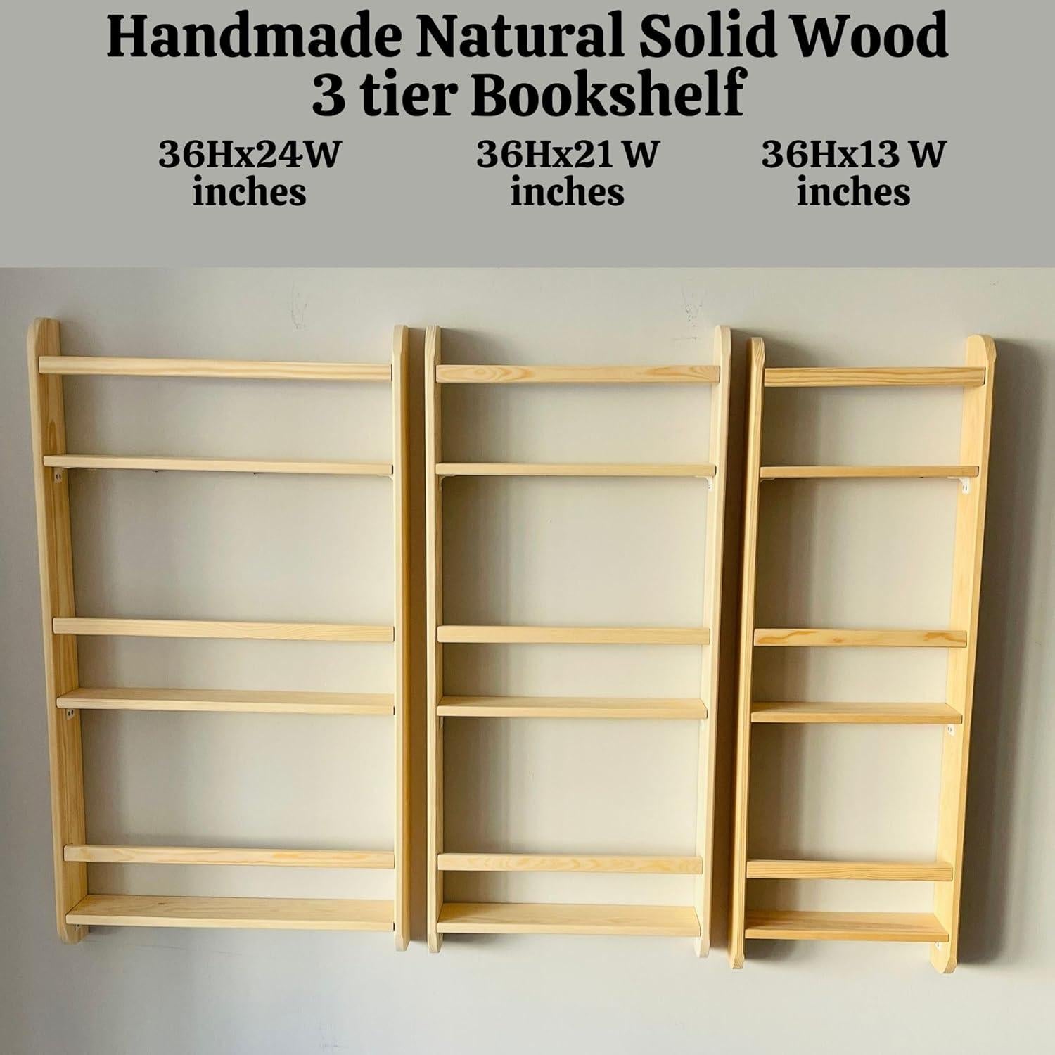 Estantería Montessori de Madera Natural Hecha a Mano 3 Niveles