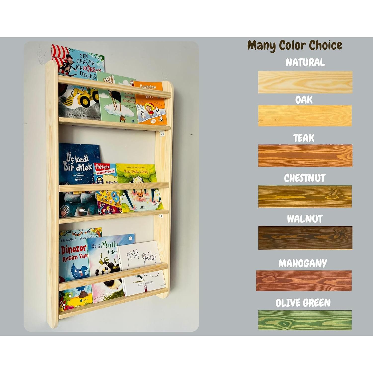 Estantería Montessori de Madera Natural Hecha a Mano 3 Niveles