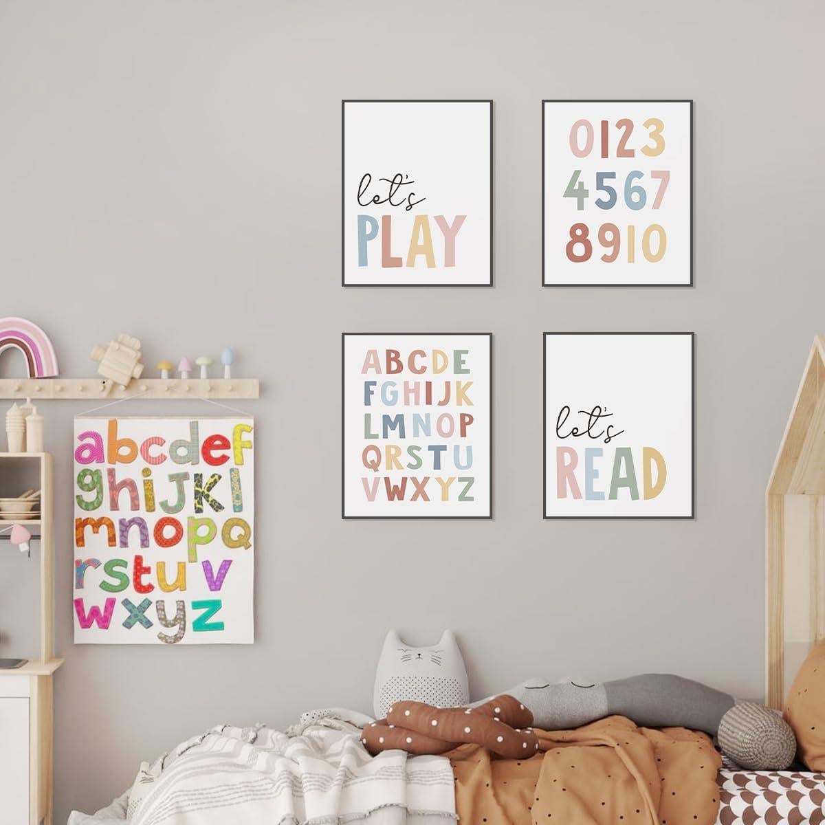 Juego de 4 Pósters Educativos Lee 20x25 cm para Niños