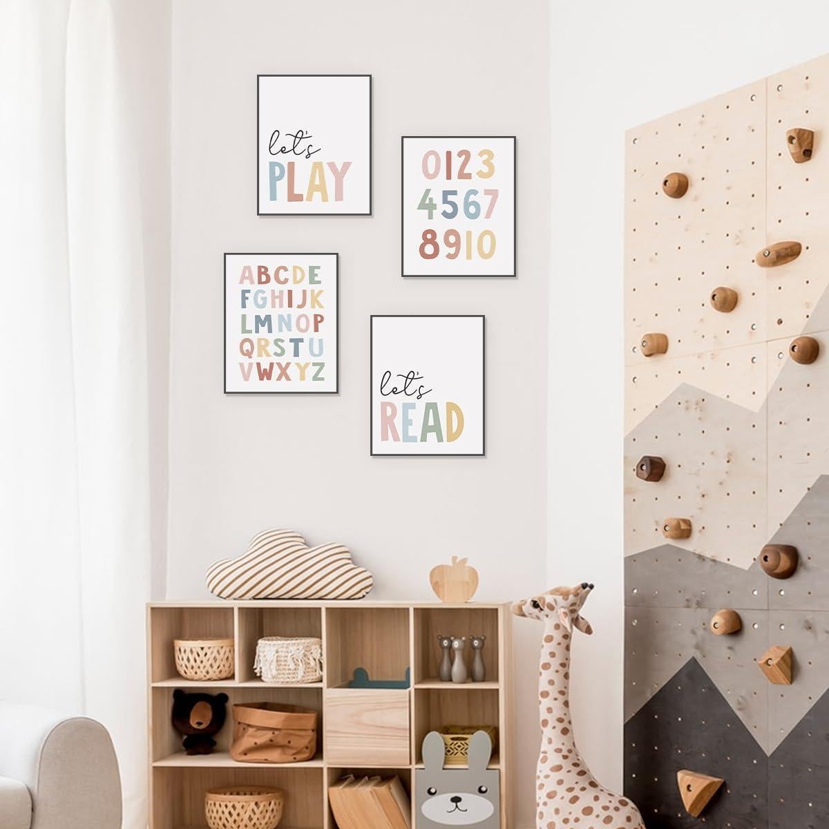 Juego de 4 Pósters Educativos Lee 20x25 cm para Niños