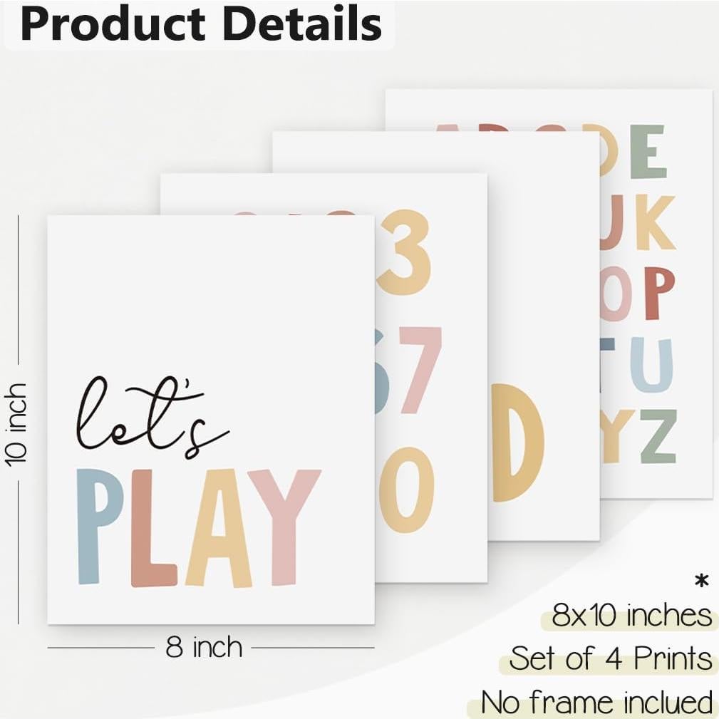 Juego de 4 Pósters Educativos Lee 20x25 cm para Niños