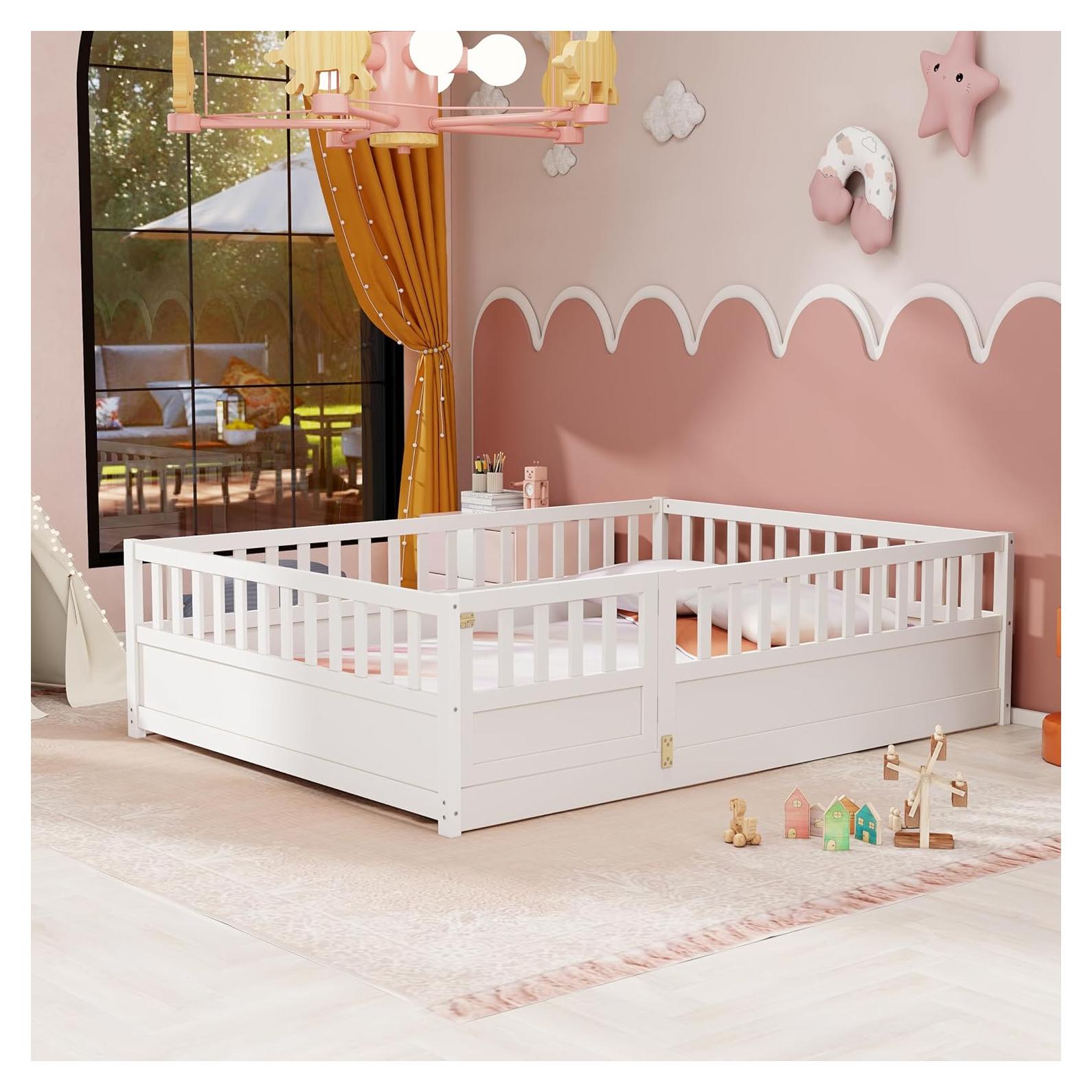 Cama de Suelo Completa KEIKI Blanca para Niños Montessori