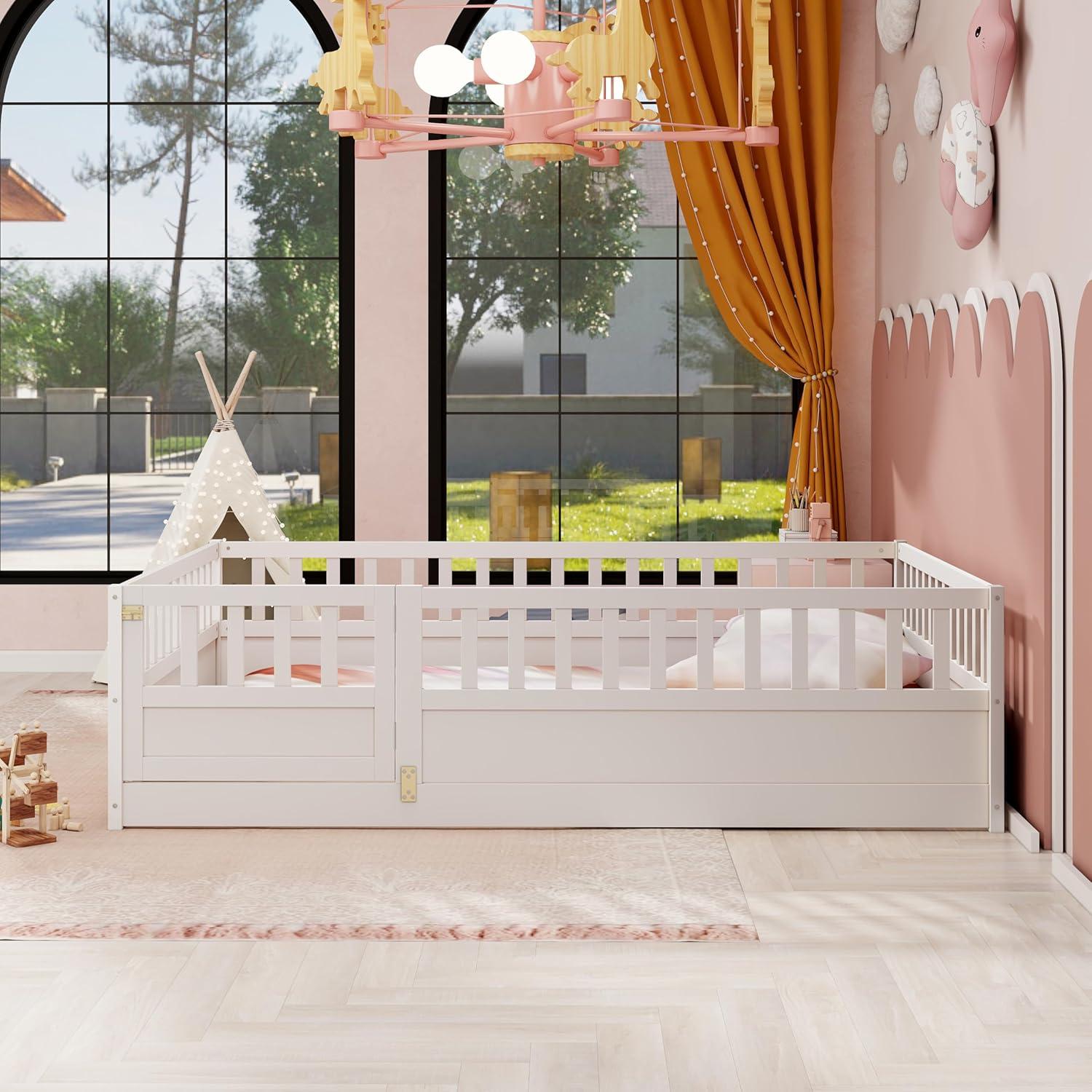 Cama de Suelo Completa KEIKI Blanca para Niños Montessori