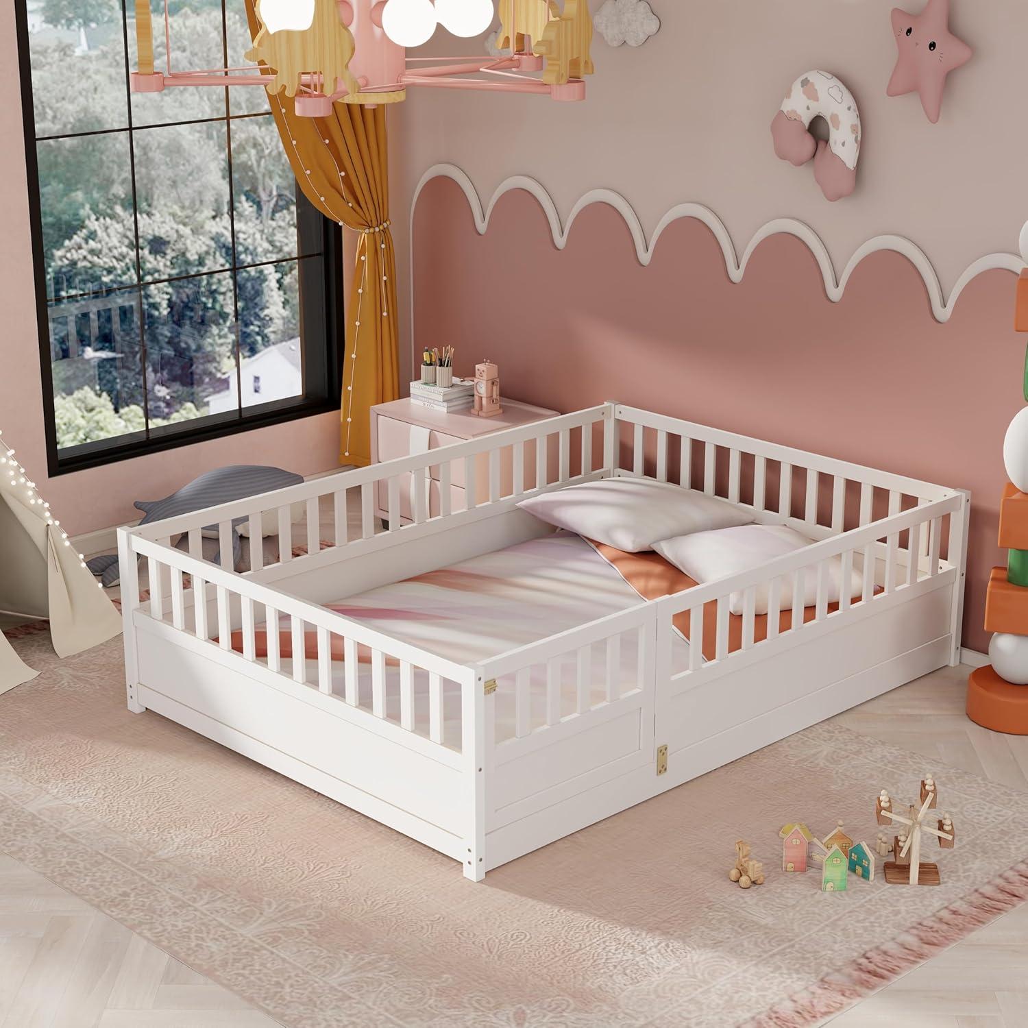 Cama de Suelo Completa KEIKI Blanca para Niños Montessori
