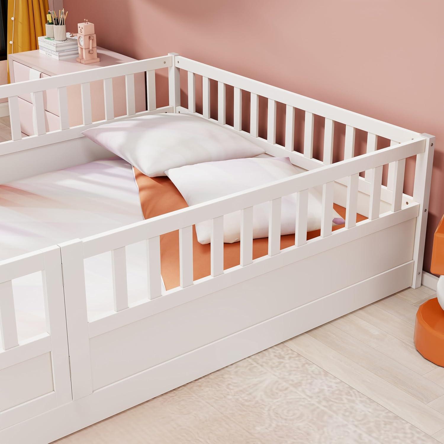 Cama de Suelo Completa KEIKI Blanca para Niños Montessori