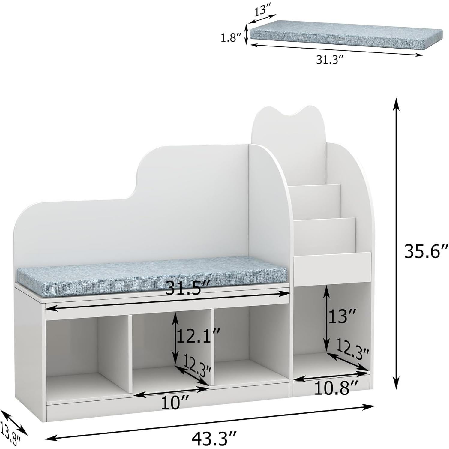 Rincón de Lectura Infantil TaoHFE con Estantería y Cojín