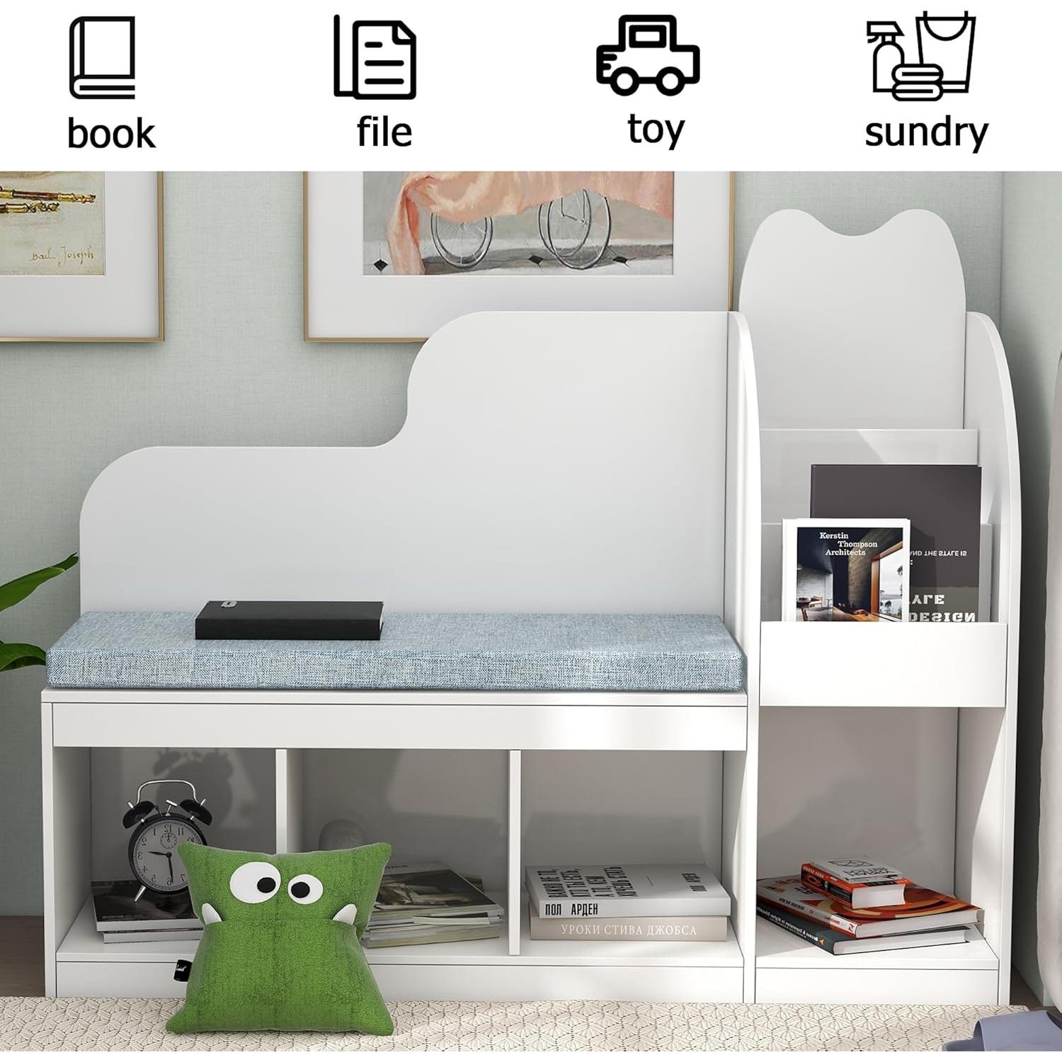 Rincón de Lectura Infantil TaoHFE con Estantería y Cojín