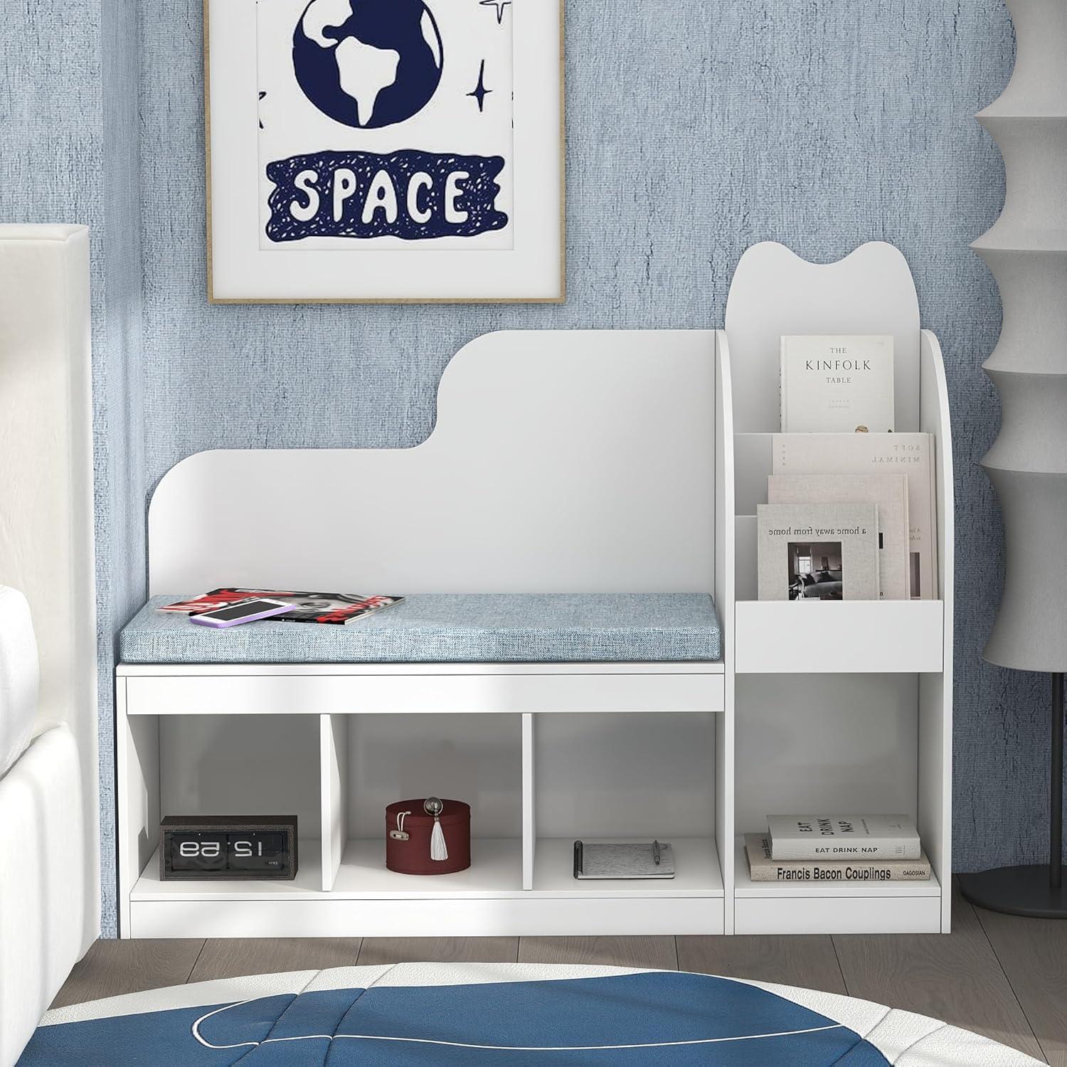 Rincón de Lectura Infantil TaoHFE con Estantería y Cojín