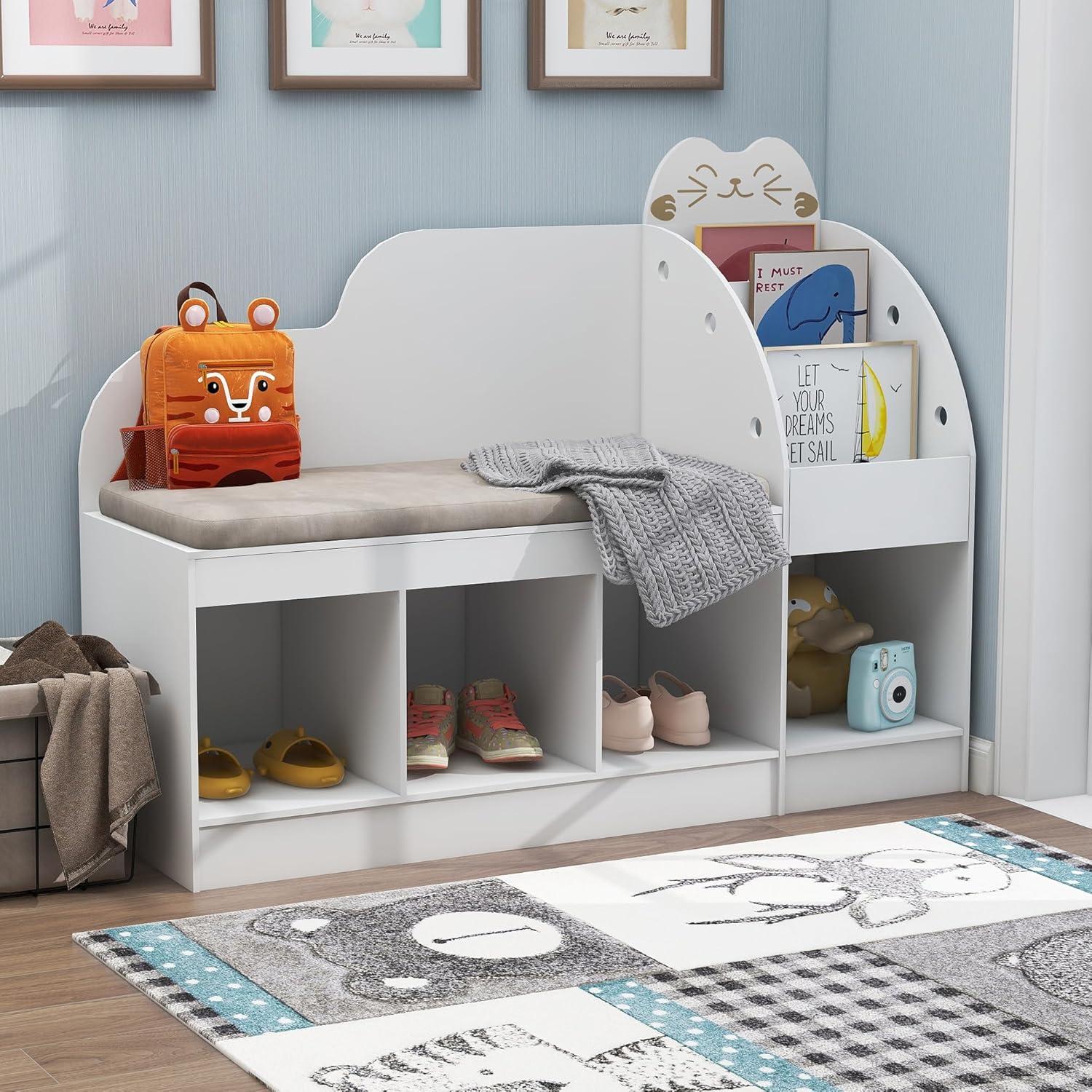 Rincón de Lectura Infantil TaoHFE con Estantería y Cojín