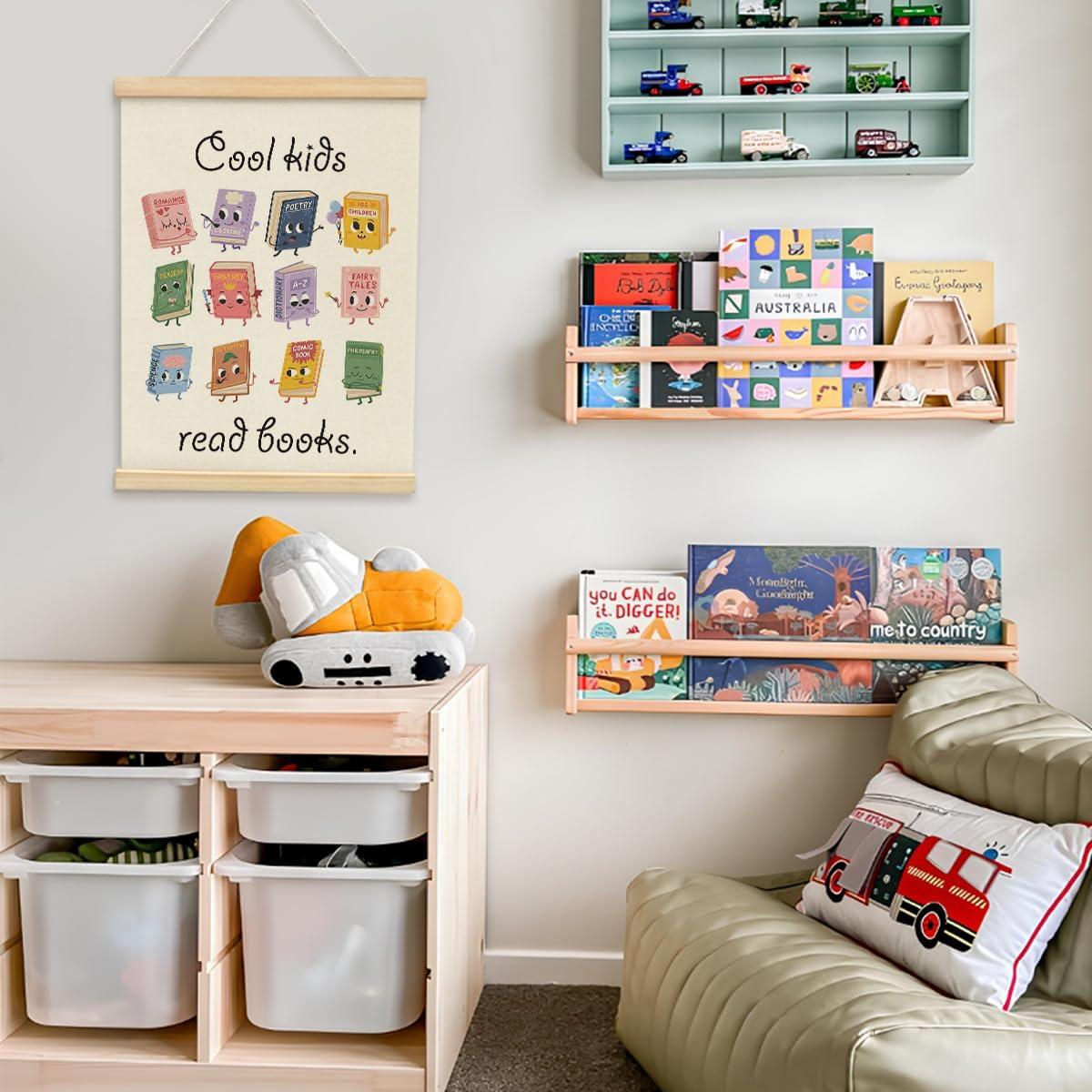 Cartel de Pared Cool Kids Read Books con Colgador de Madera 30x40 cm