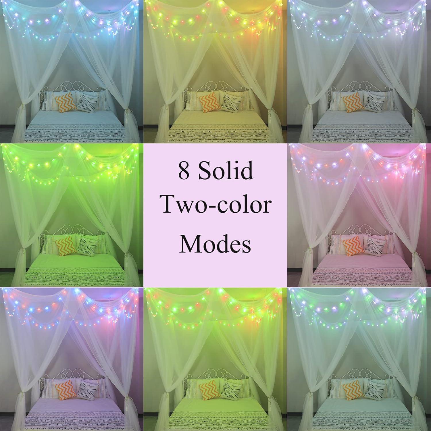 Dosel de Cama Blanco con Luces LED de 24 Colores OYCBUZO