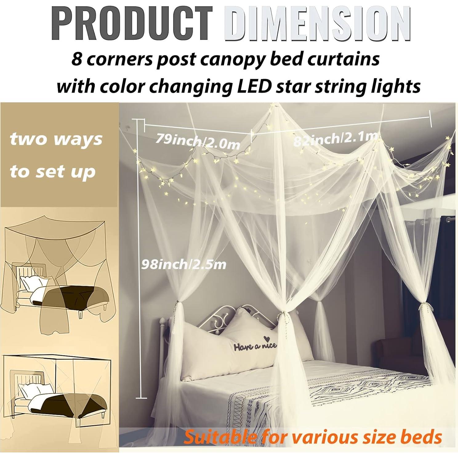 Dosel de Cama Blanco con Luces LED de 24 Colores OYCBUZO