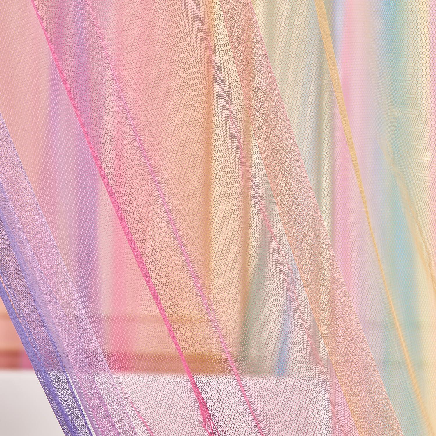 Dosel Arcoíris JQWUPUP para Cama Individual con Cortinas y Estrellas