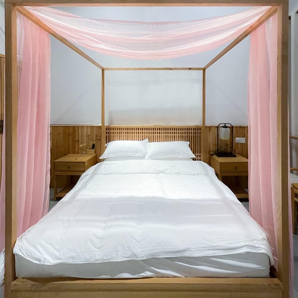 Bufanda de Dosel Rosa Linentalks 132 cm x 520 cm para Cama Individual