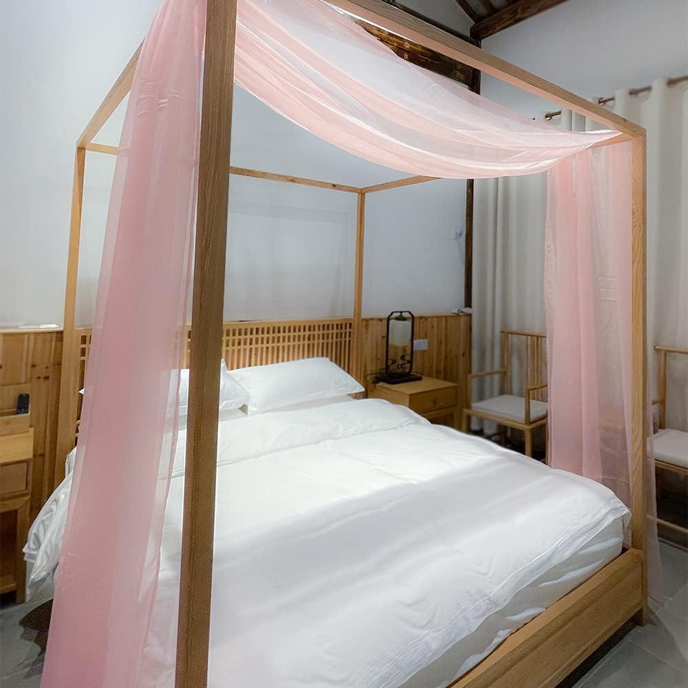 Bufanda de Dosel Rosa Linentalks 132 cm x 520 cm para Cama Individual