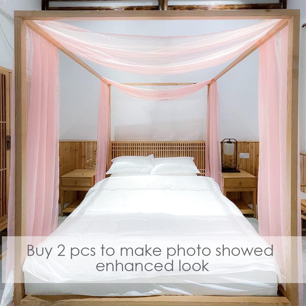 Bufanda de Dosel Rosa Linentalks 132 cm x 520 cm para Cama Individual