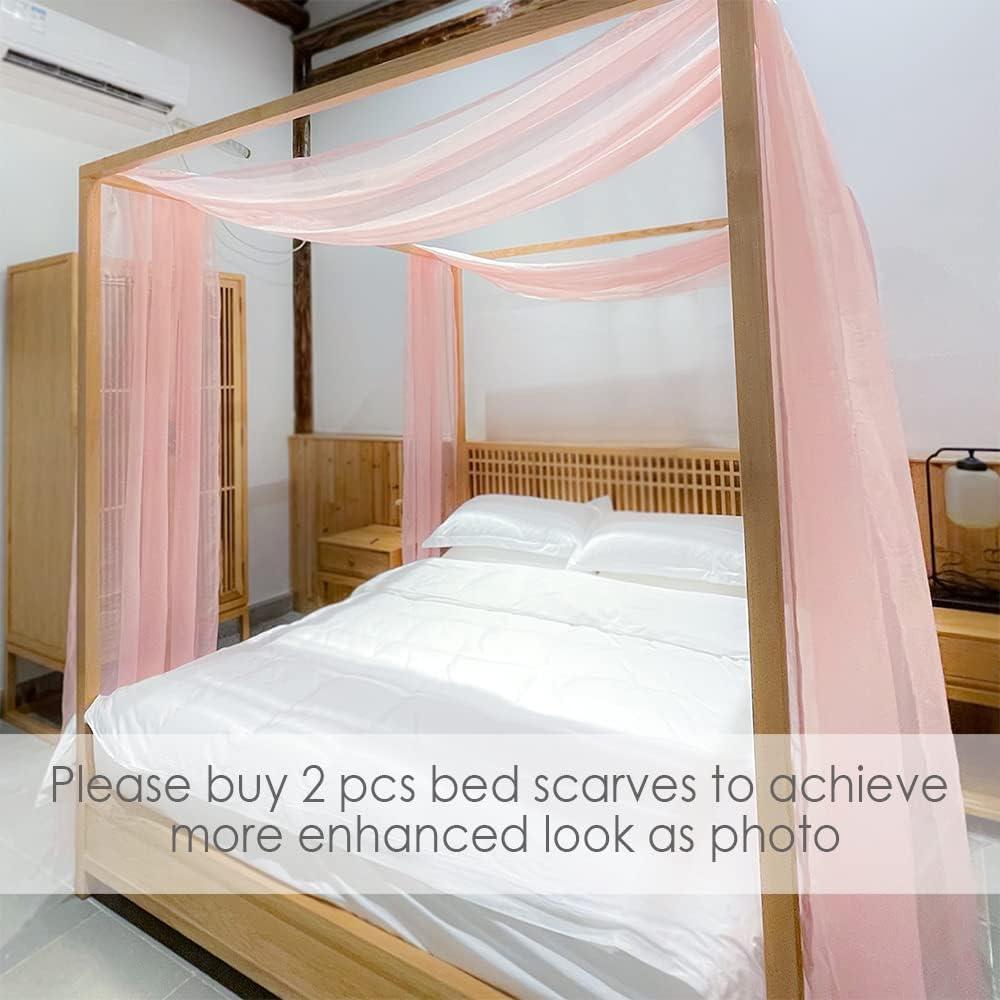 Bufanda de Dosel Rosa Linentalks 132 cm x 520 cm para Cama Individual