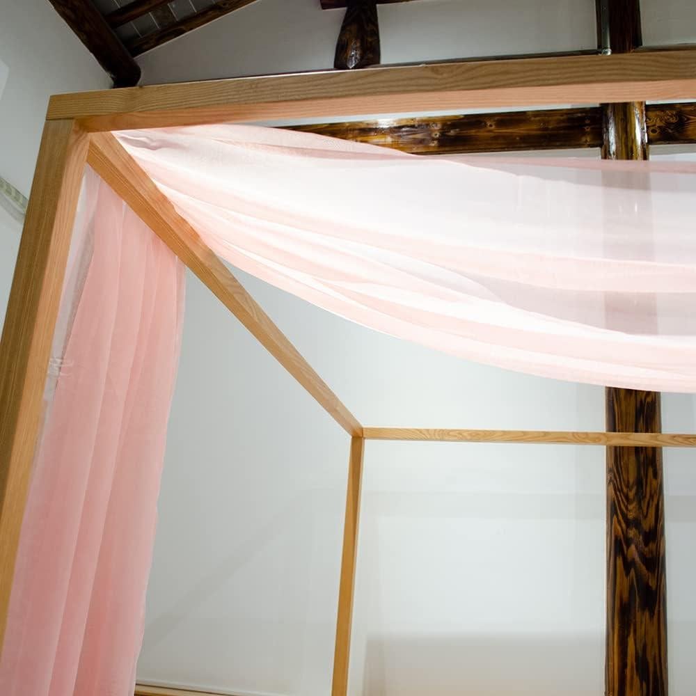 Bufanda de Dosel Rosa Linentalks 132 cm x 520 cm para Cama Individual