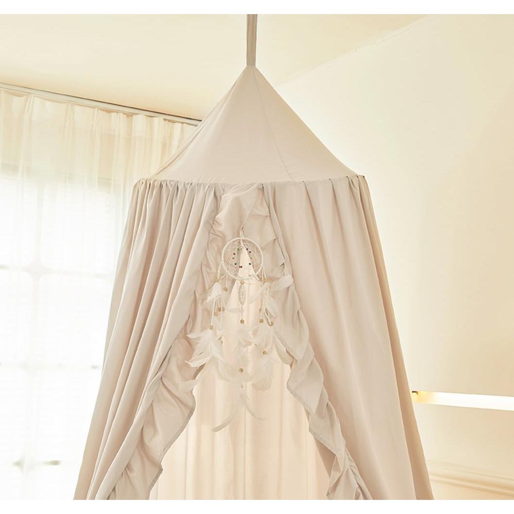 Dosel de Cama Mengersi para Niñas Marfil 240 cm con Volantes