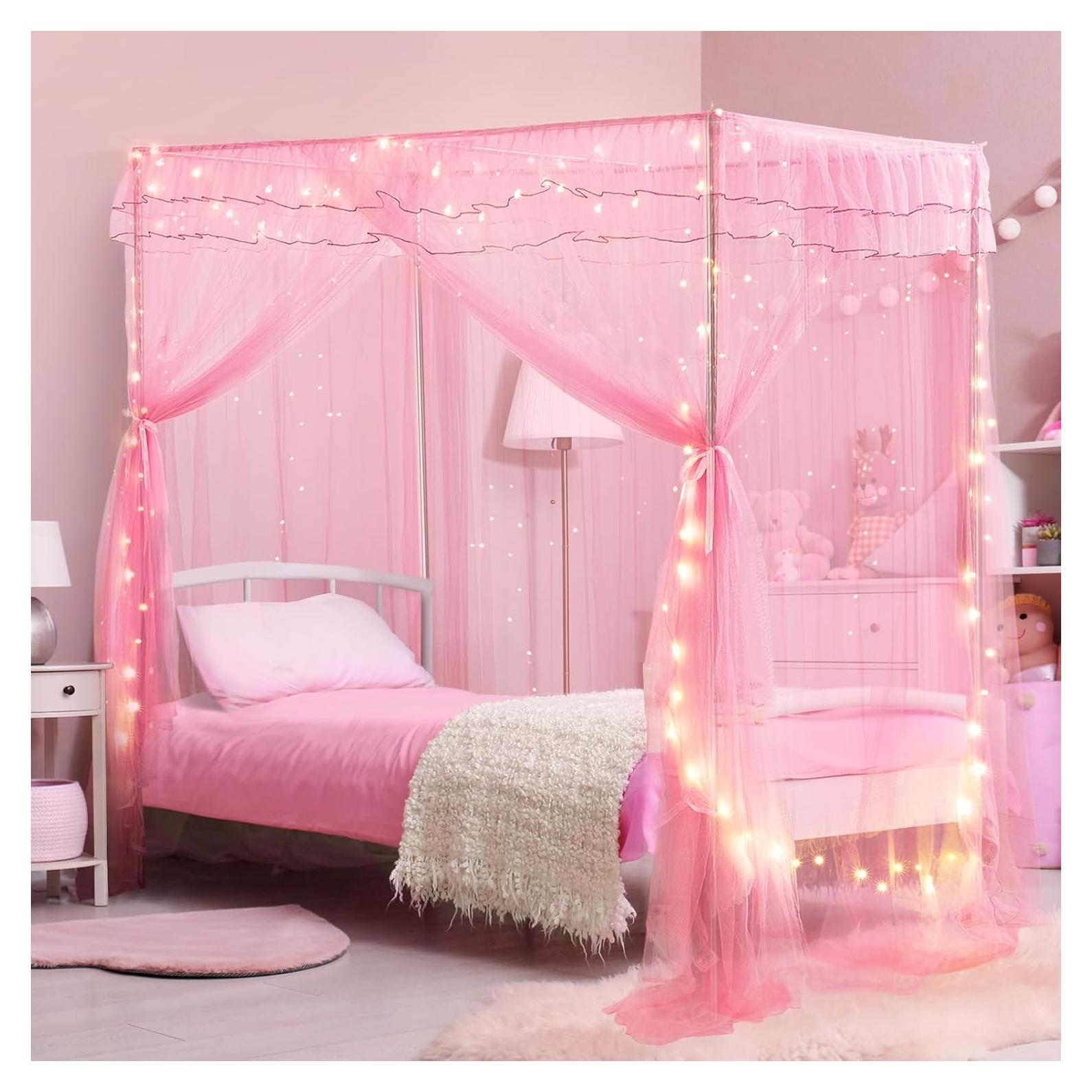 Dosel de Cama Twin YEERSWAG con Luces y Estrellas Luminiscentes
