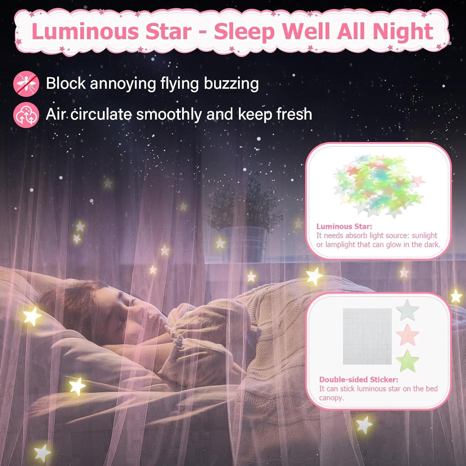 Dosel de Cama Twin YEERSWAG con Luces y Estrellas Luminiscentes