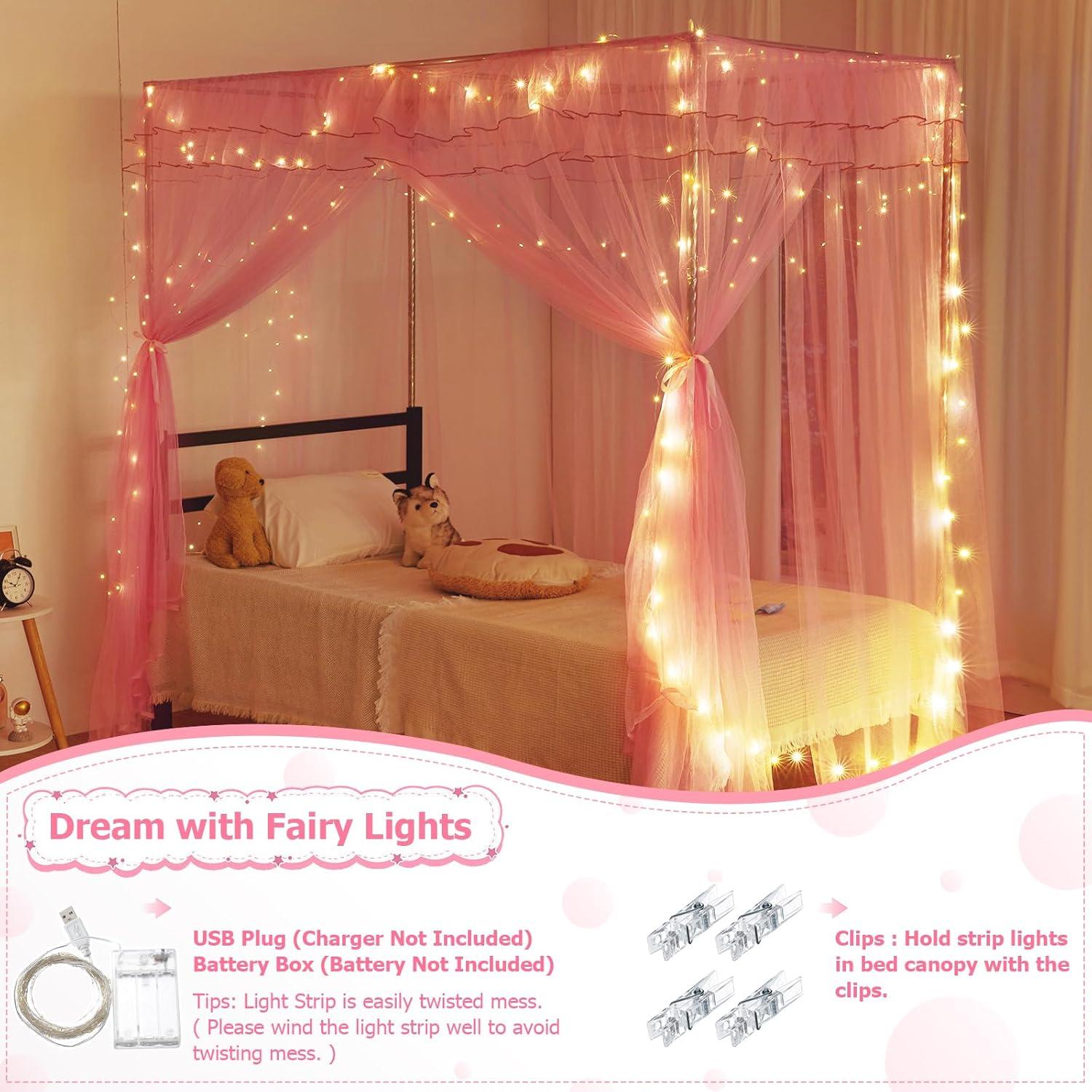 Dosel de Cama Twin YEERSWAG con Luces y Estrellas Luminiscentes