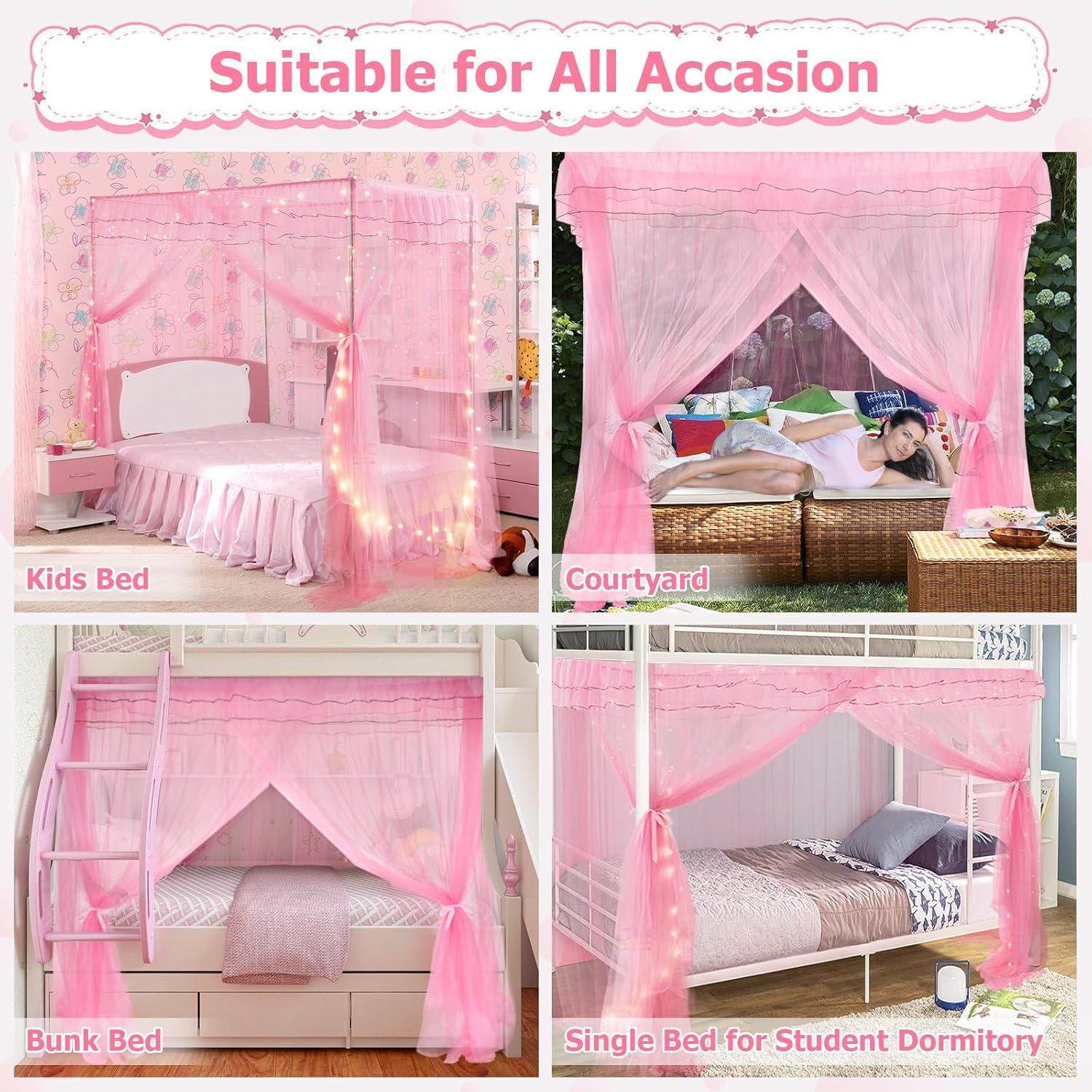 Dosel de Cama Twin YEERSWAG con Luces y Estrellas Luminiscentes