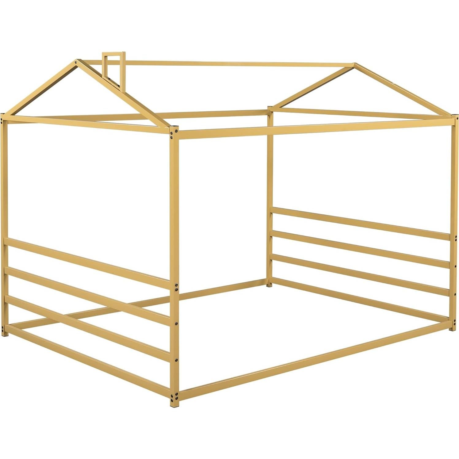 Cama de Piso Montessori Bellemave Queen Metal Dorada