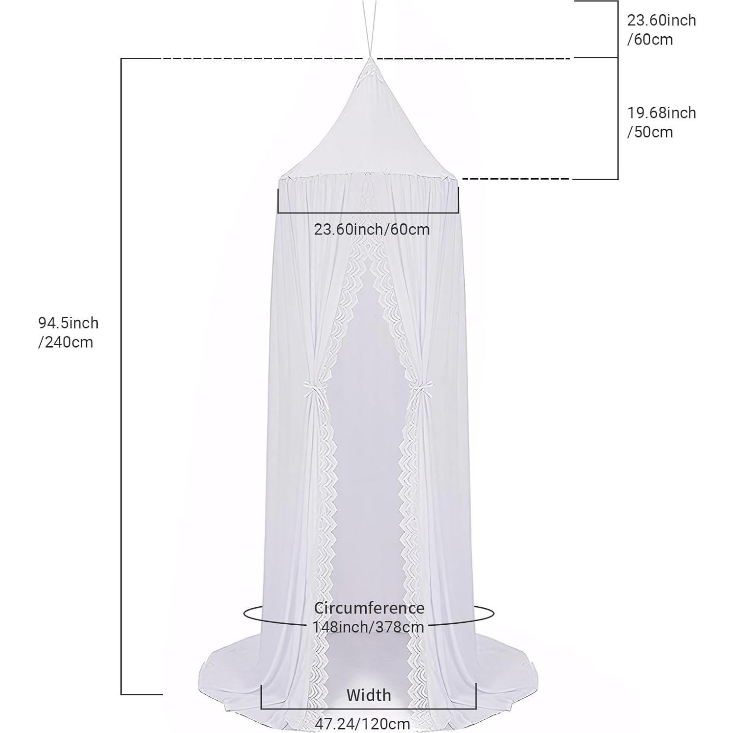 Dosel Infantil OldPAPA con Red de Mosquito y Pom Pom, Blanco