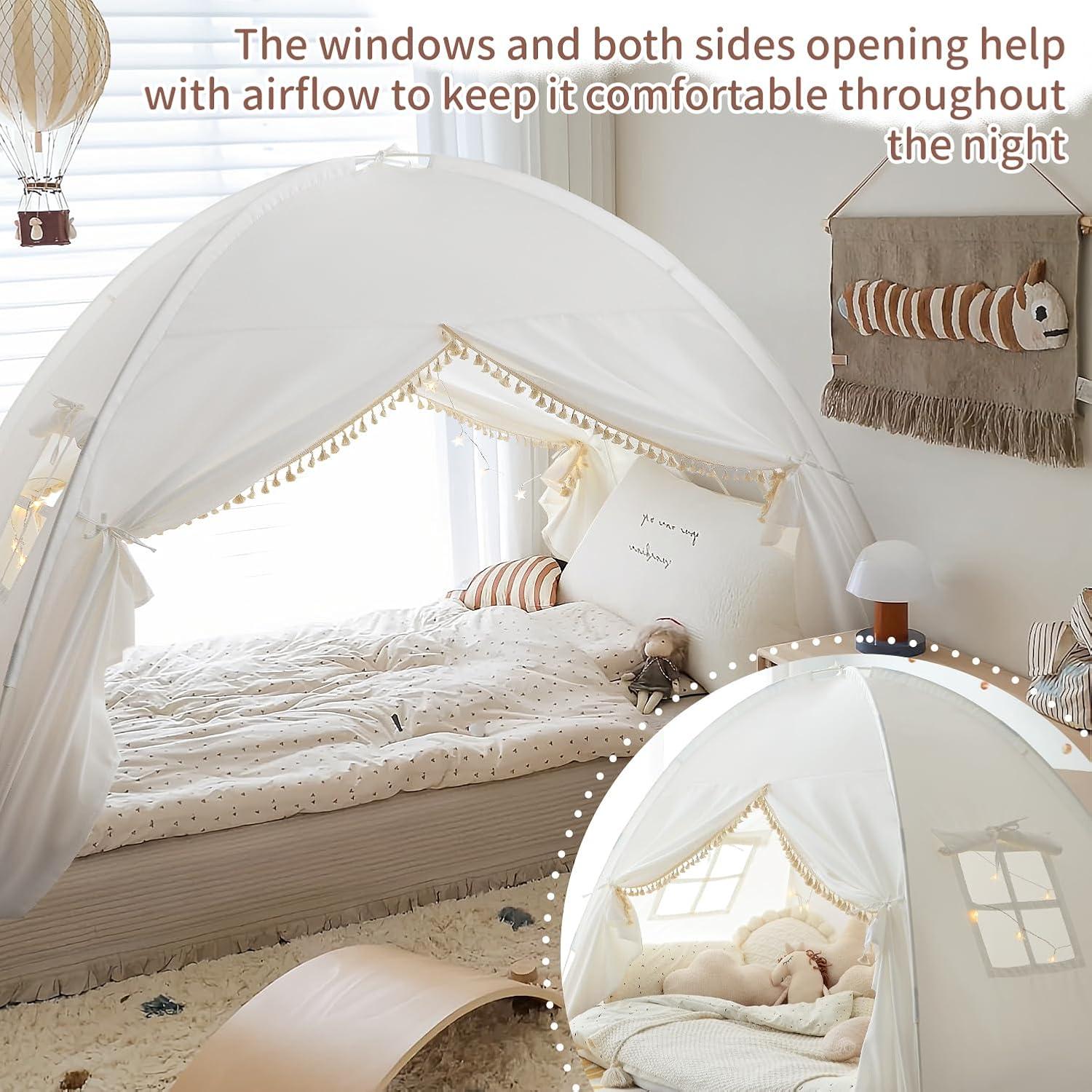 Carpa de Cama Twin Razee Blanca Boho para Niños