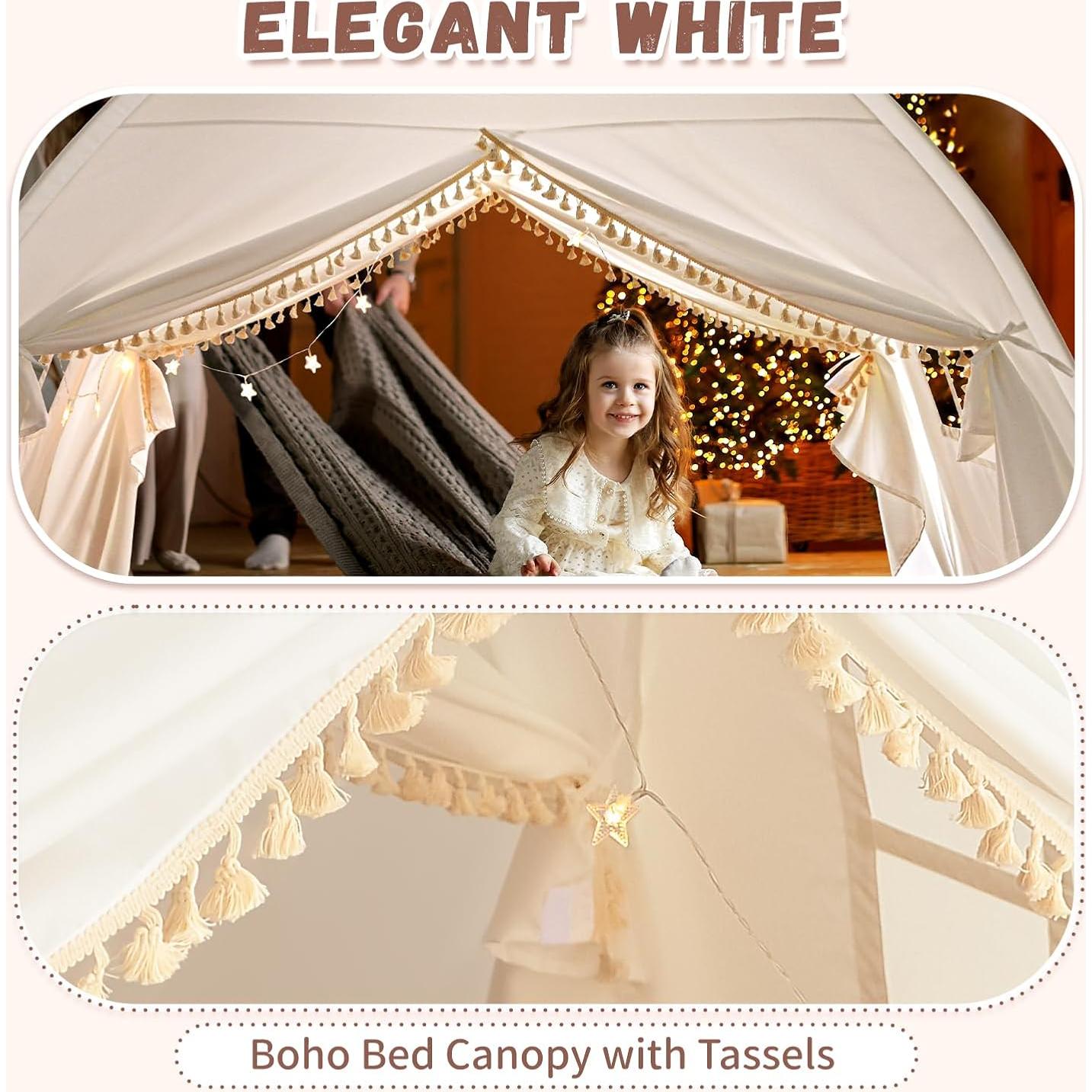 Carpa de Cama Twin Razee Blanca Boho para Niños