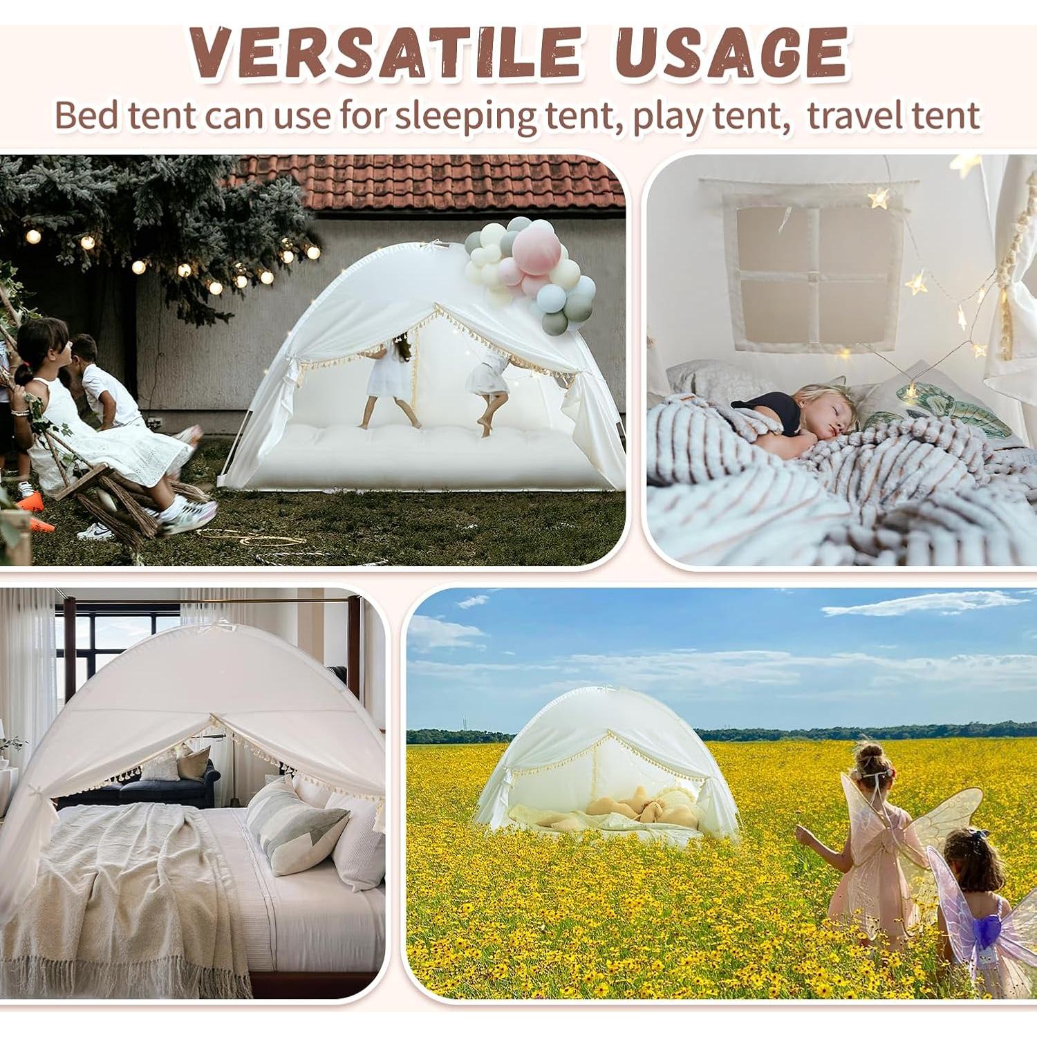 Carpa de Cama Twin Razee Blanca Boho para Niños