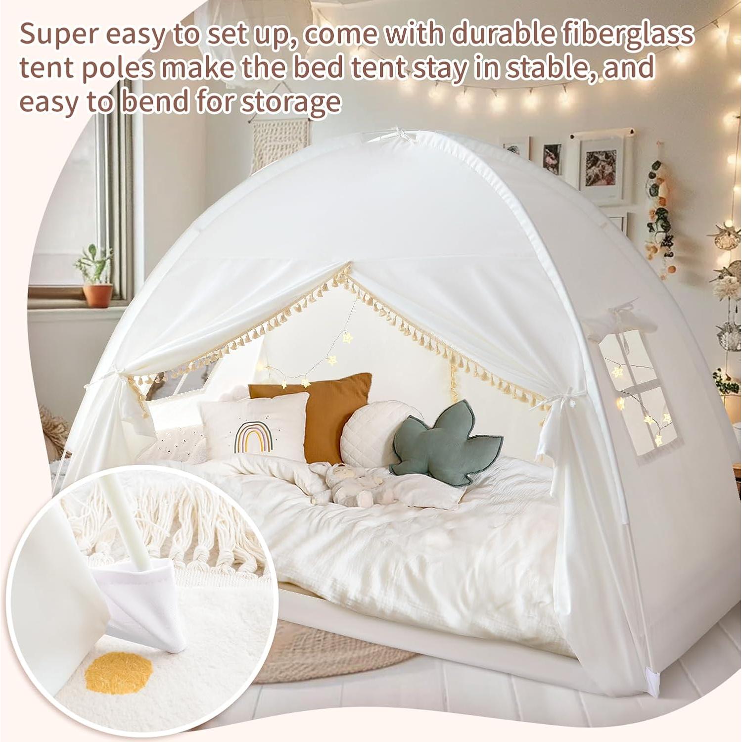 Carpa de Cama Twin Razee Blanca Boho para Niños