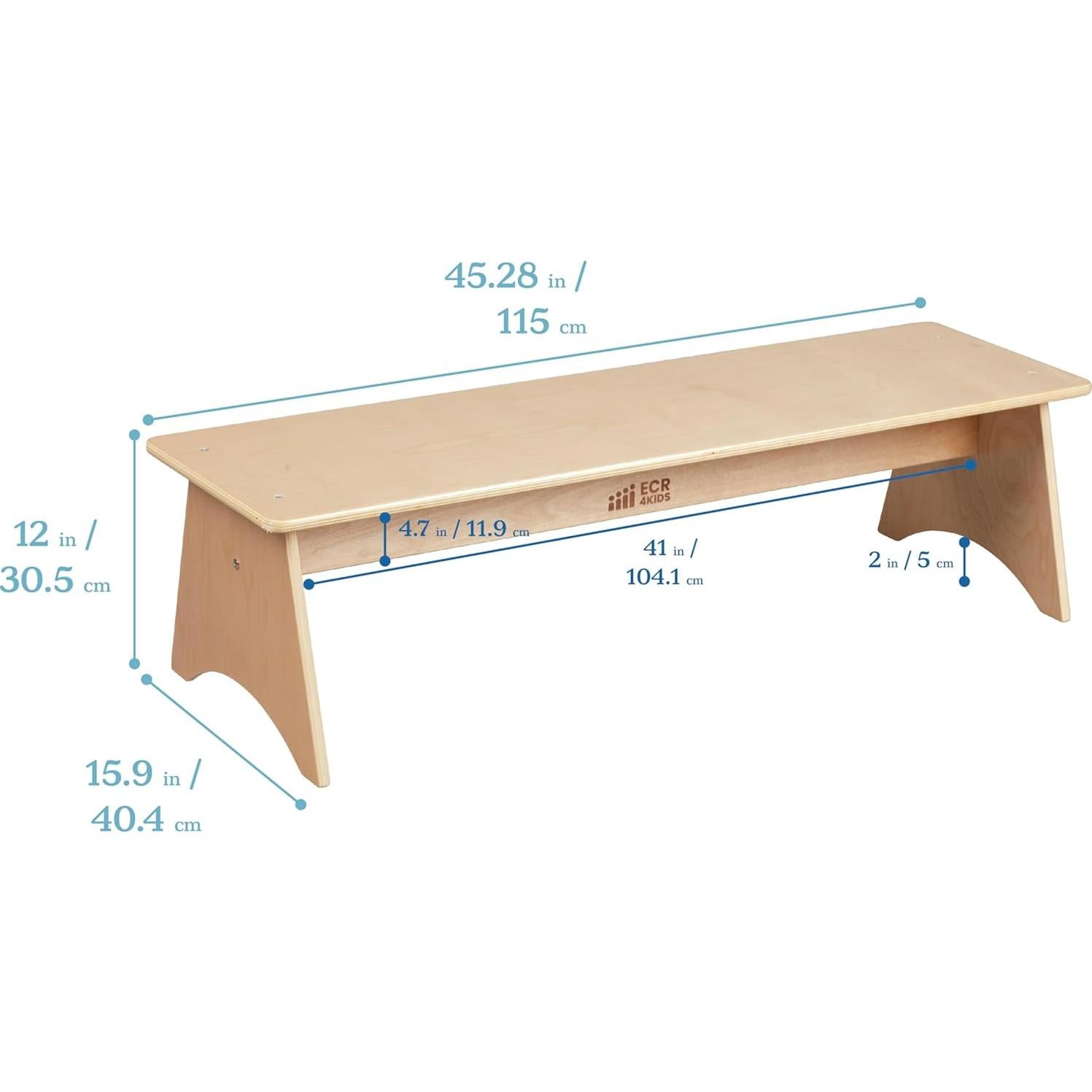 Banco de Madera para Niños ECR4Kids Natural 115x40.6x30.5 cm