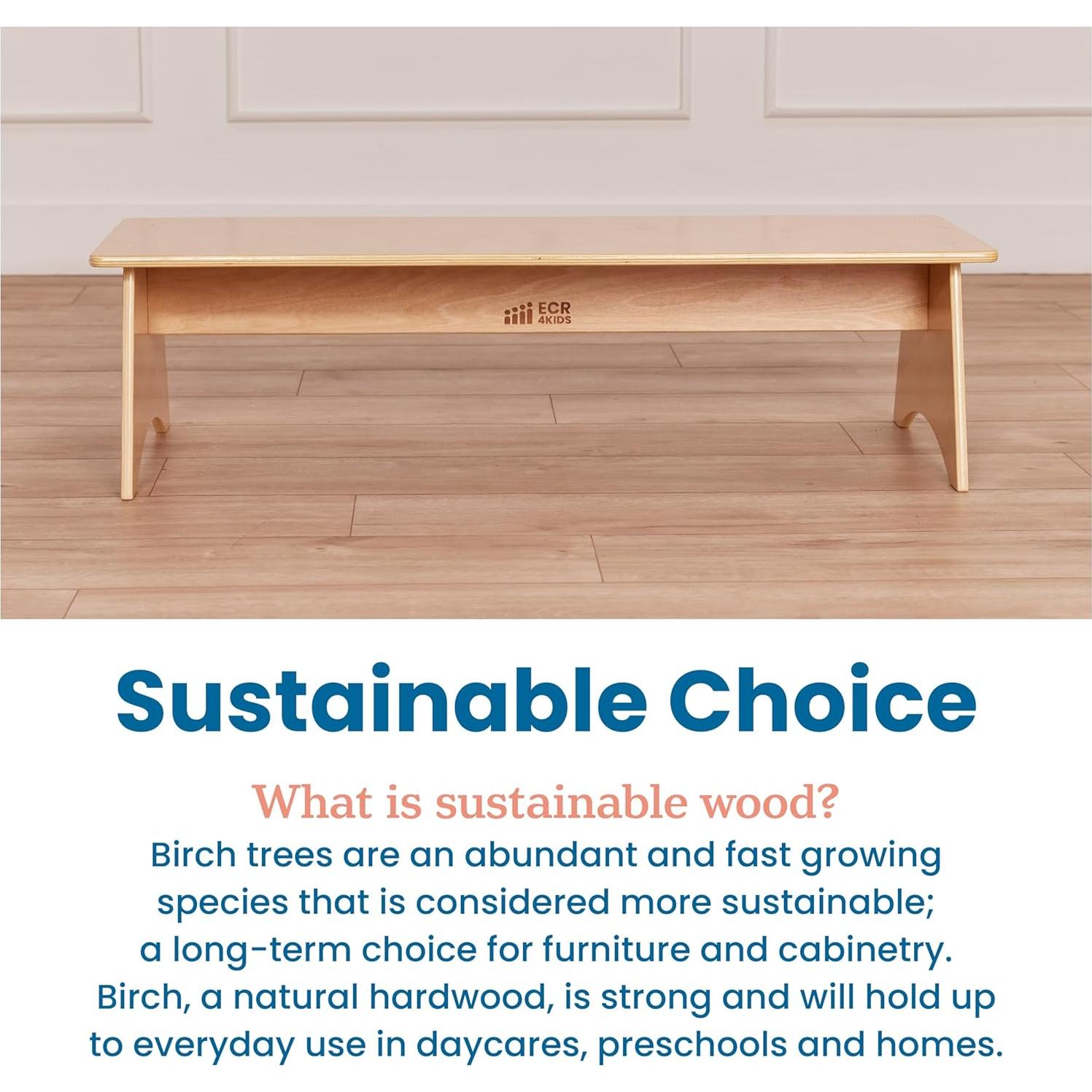 Banco de Madera para Niños ECR4Kids Natural 115x40.6x30.5 cm