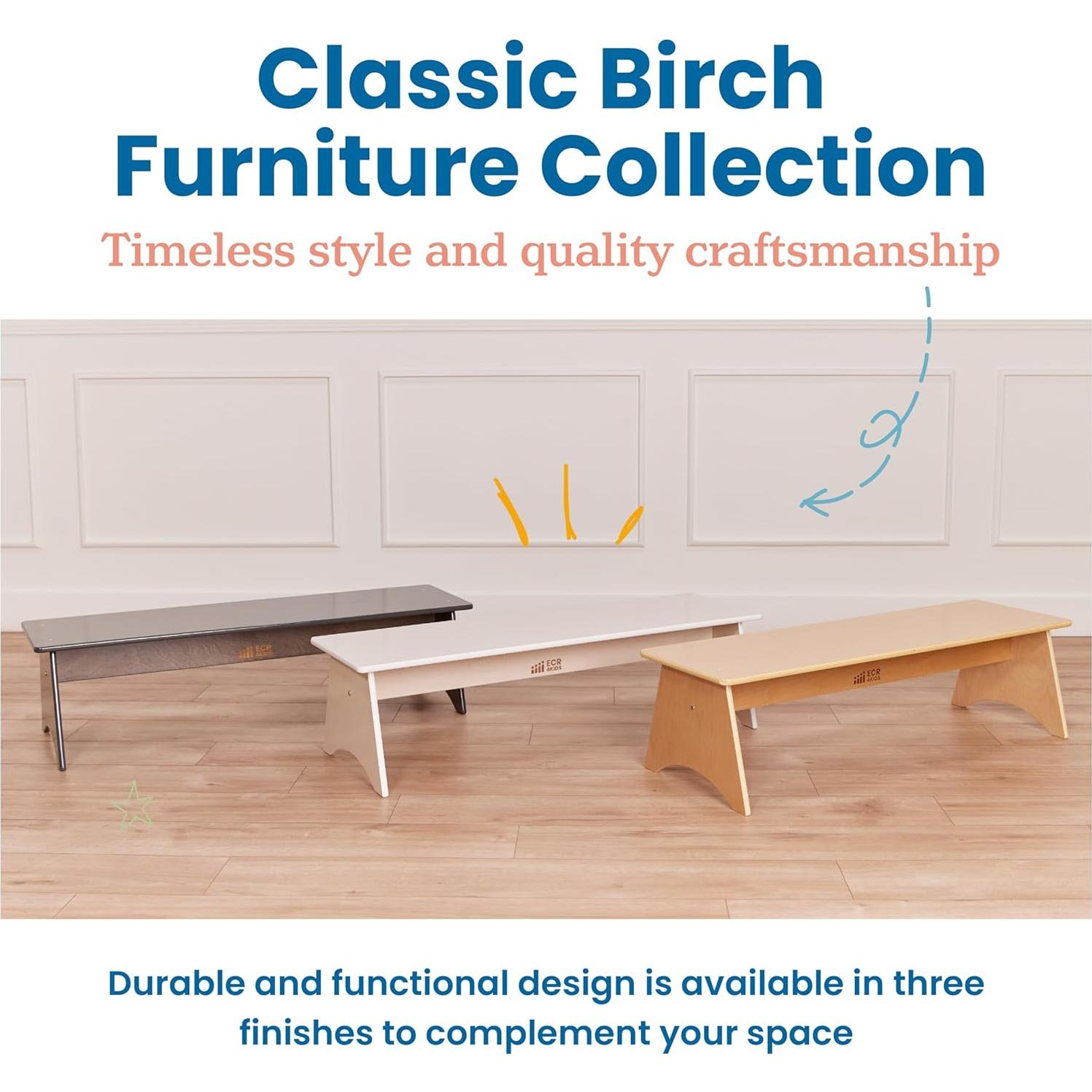 Banco de Madera para Niños ECR4Kids Natural 115x40.6x30.5 cm