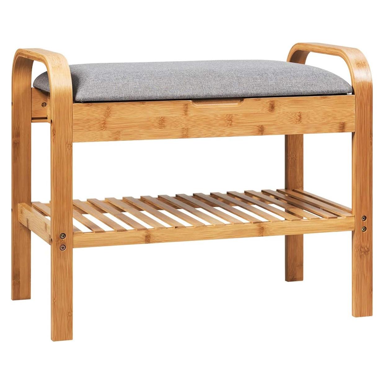 Banco de Zapatos Giantex de Bambú Natural 2 Niveles 61x34x51 cm