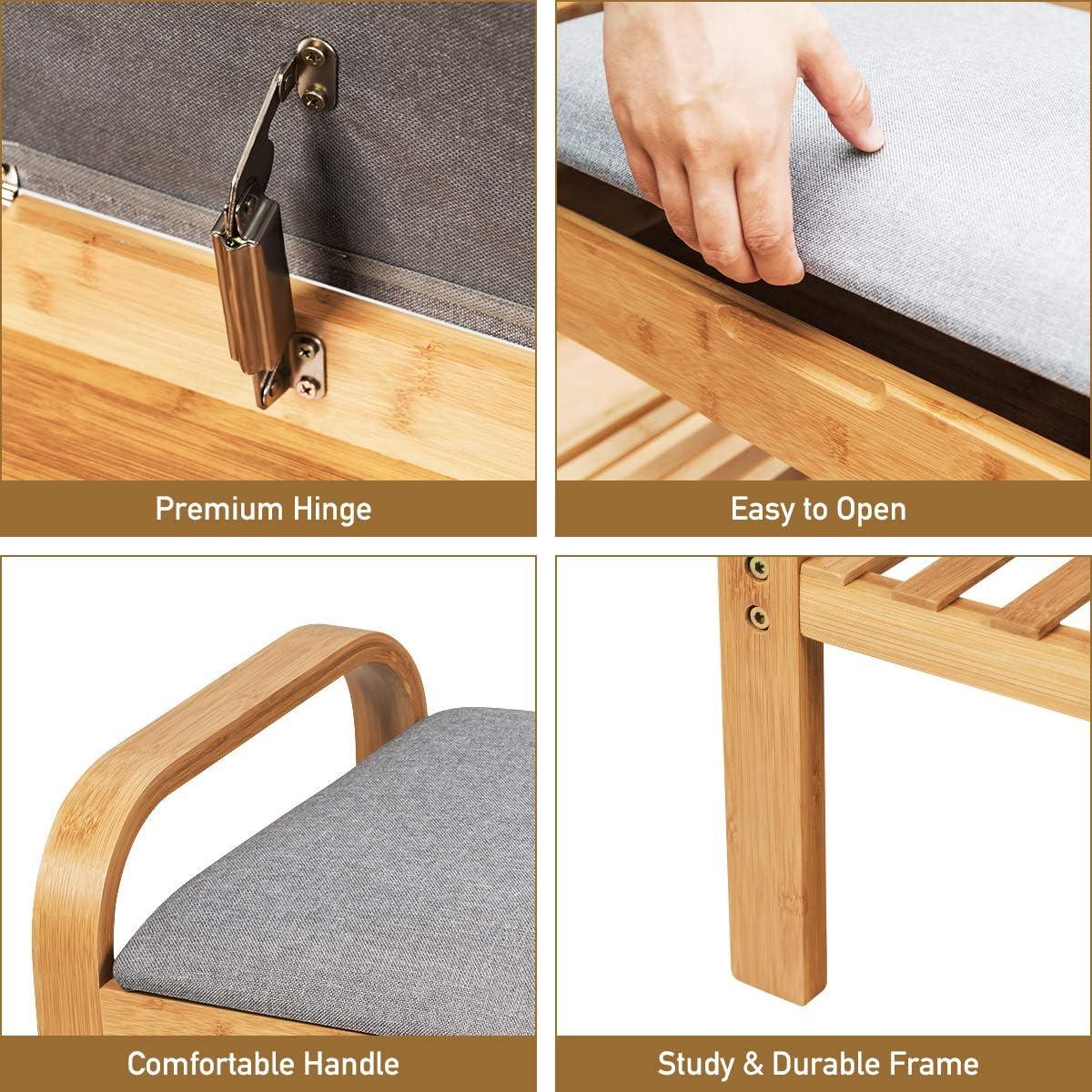 Banco de Zapatos Giantex de Bambú Natural 2 Niveles 61x34x51 cm